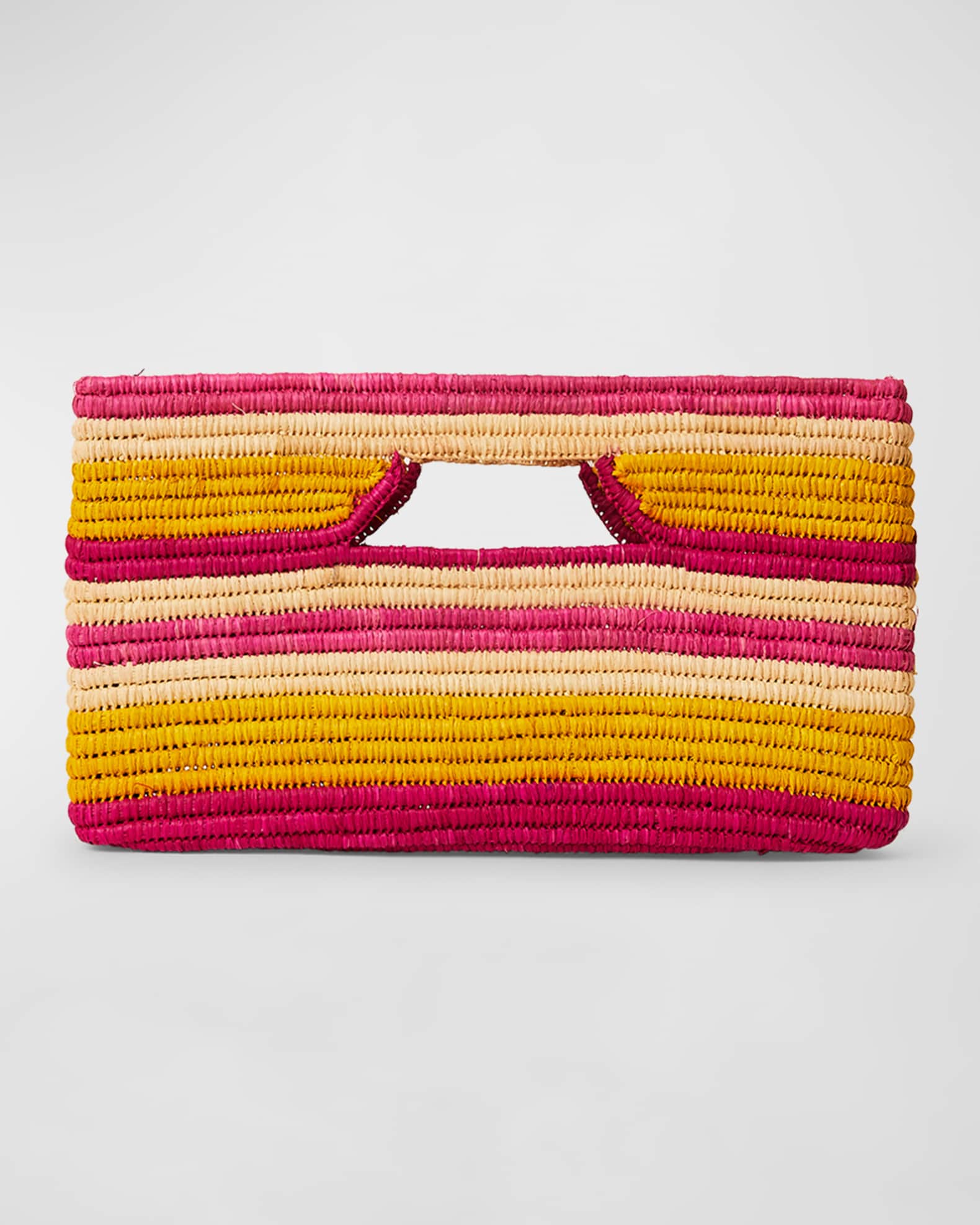 BTB Los Angeles Selah Multicolor Raffia Clutch Bag | Neiman Marcus