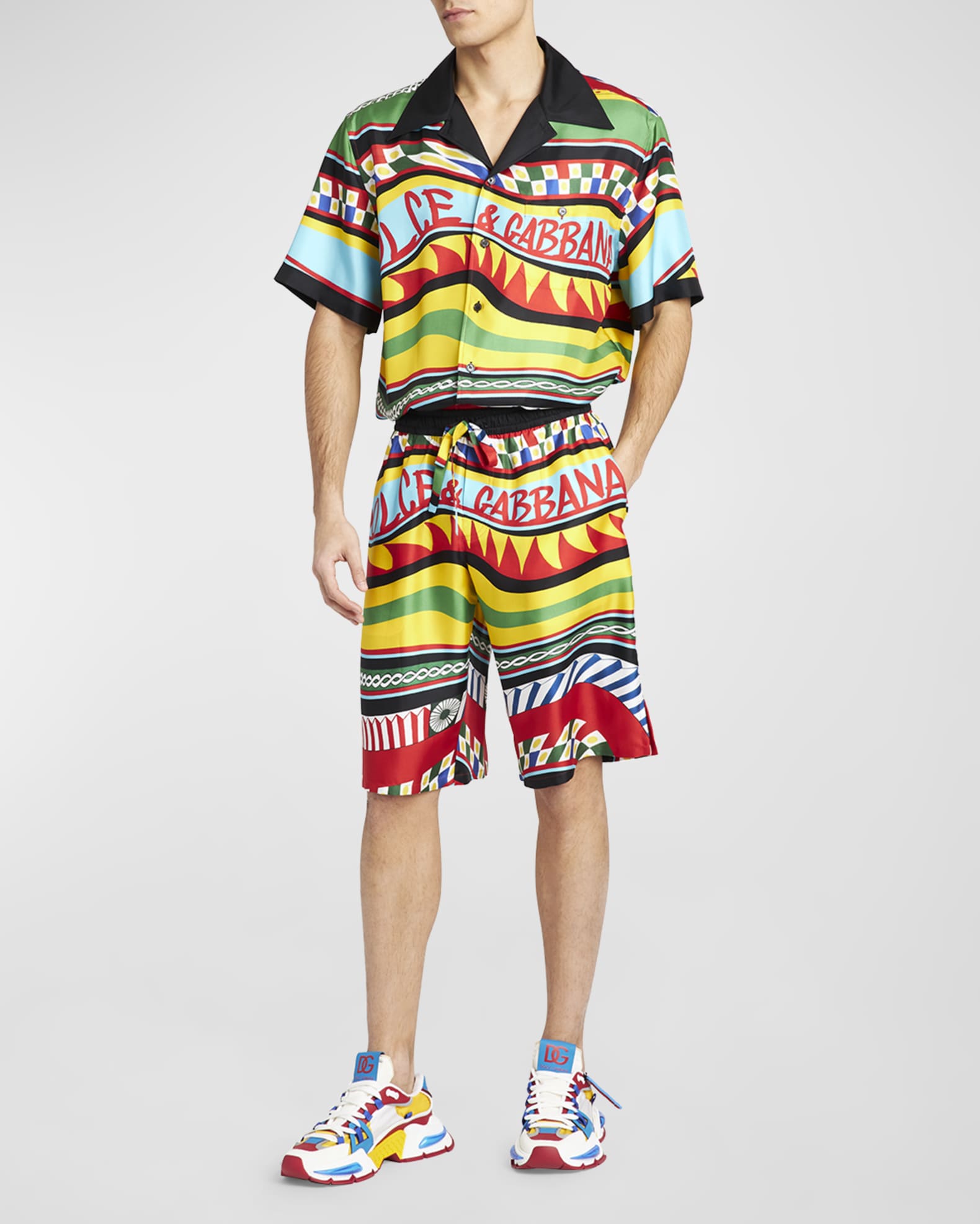 Dolce & Gabbana Multicolor Carretto Print Men Bermuda Shorts