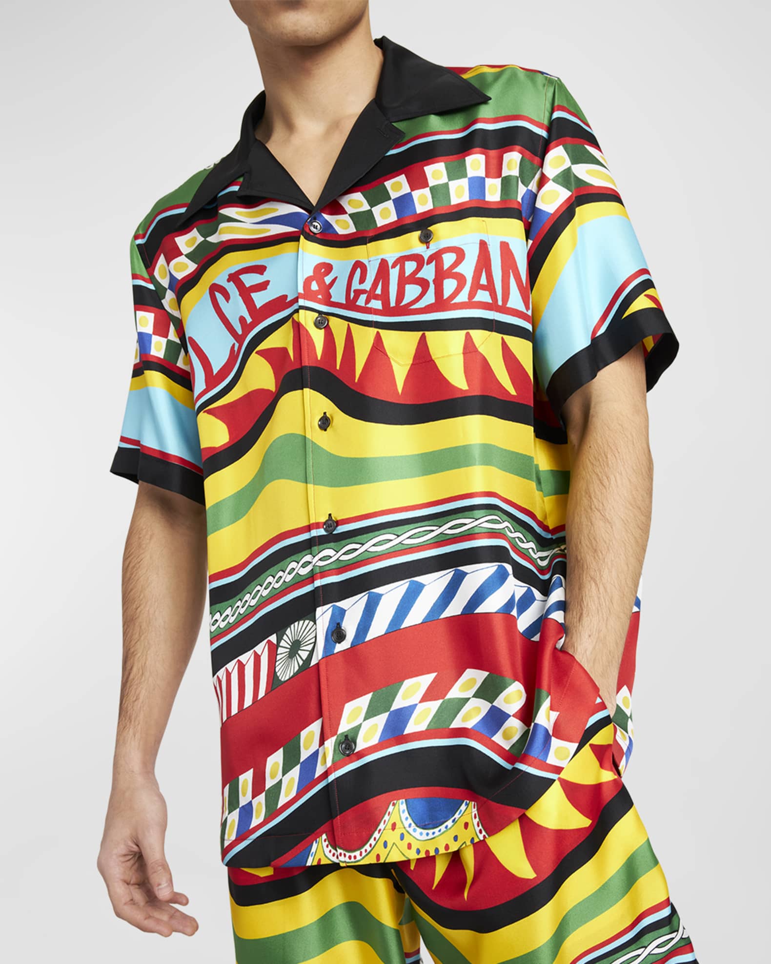 Dolce & Gabbana Multicolor Silk Psychedelic Print Men Pajama Shirt main image 0