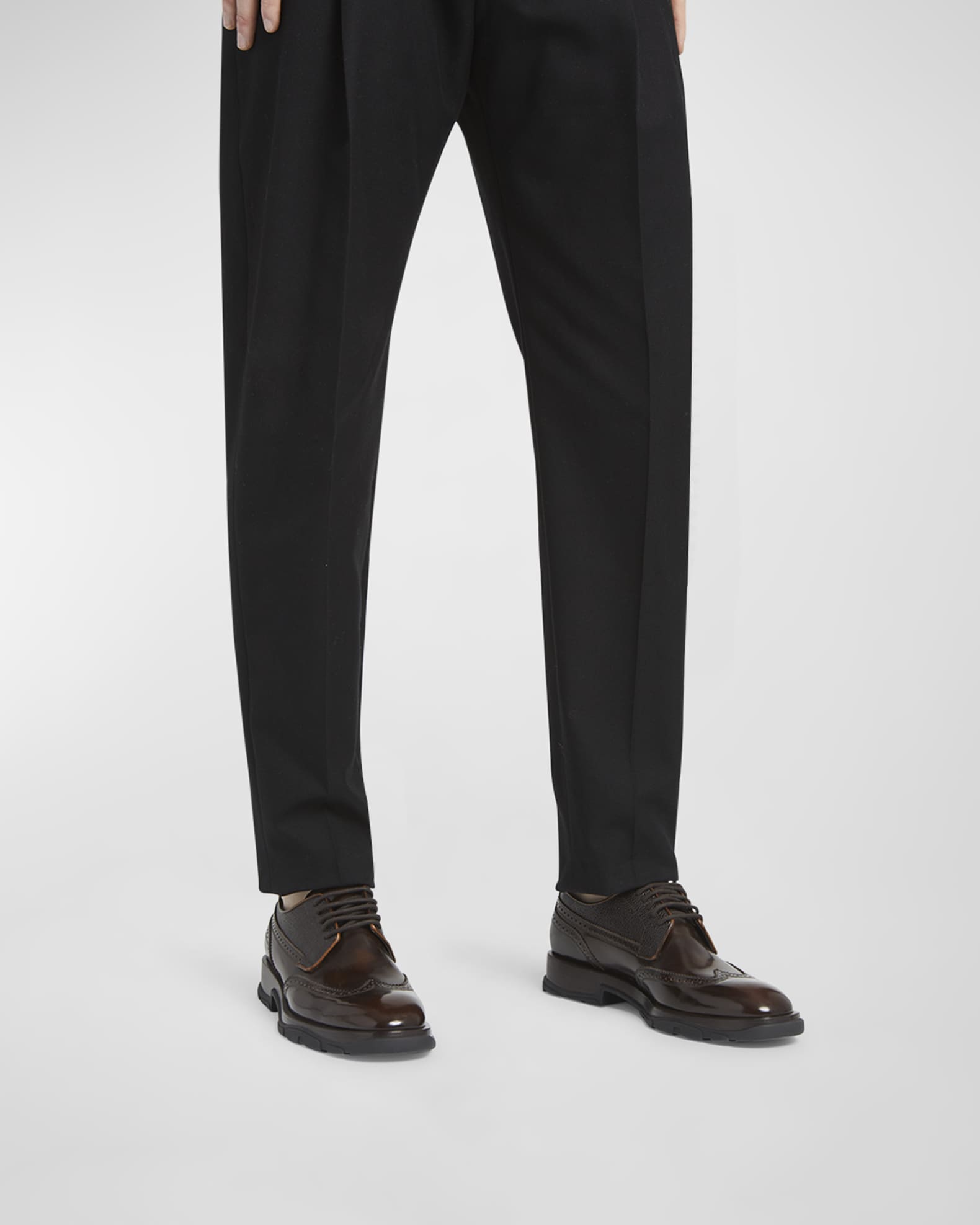 Alexander McQueen Men's Brogue Wingtip Leather Derby Shoes Neiman Marcus