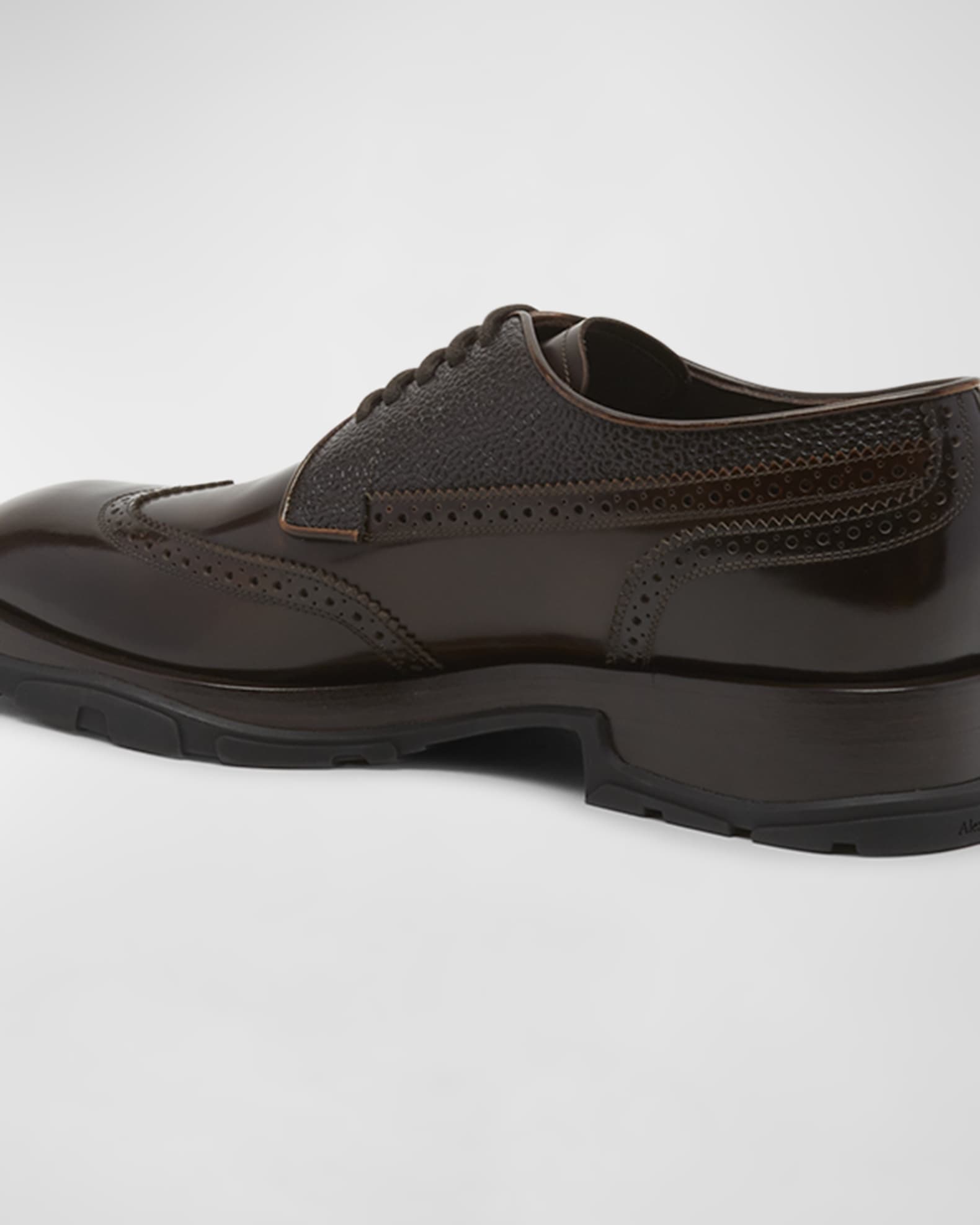 Alexander McQueen Men's Brogue Wingtip Leather Derby Shoes Neiman Marcus