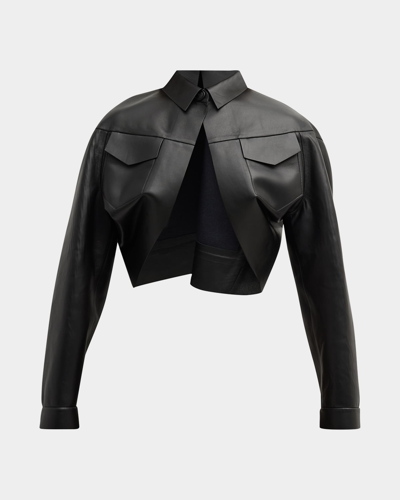 ALAIA Cropped Leather Shrug Jacket | Neiman Marcus