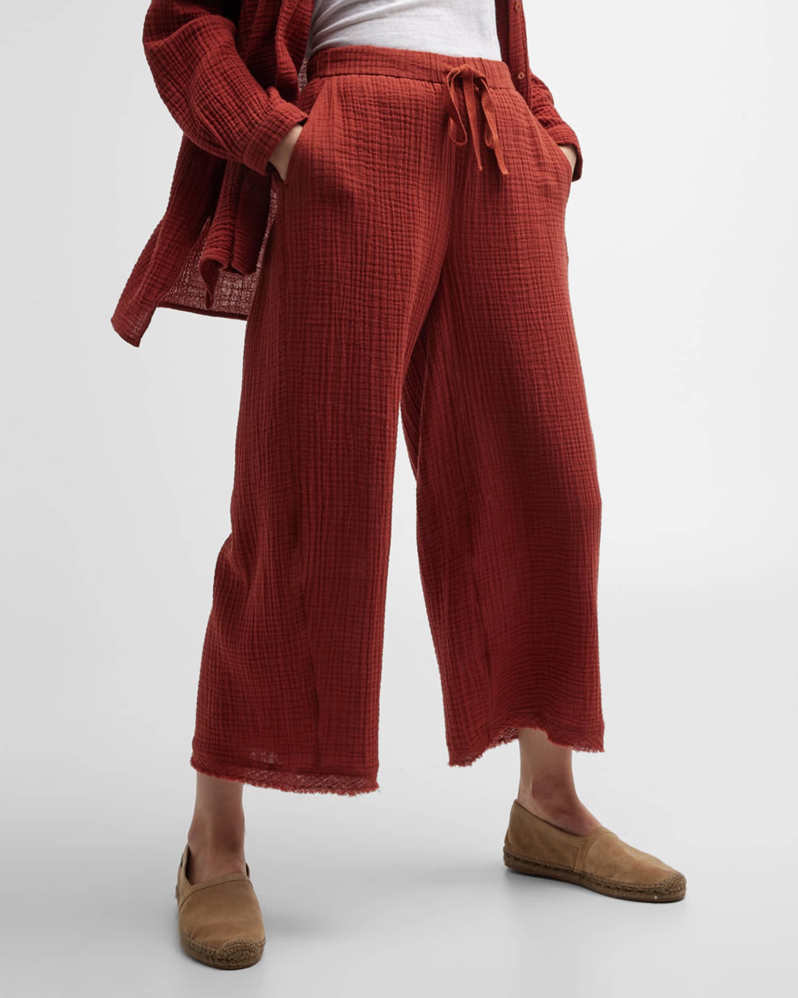 Eileen Fisher WideLeg Gauze Pants Neiman Marcus