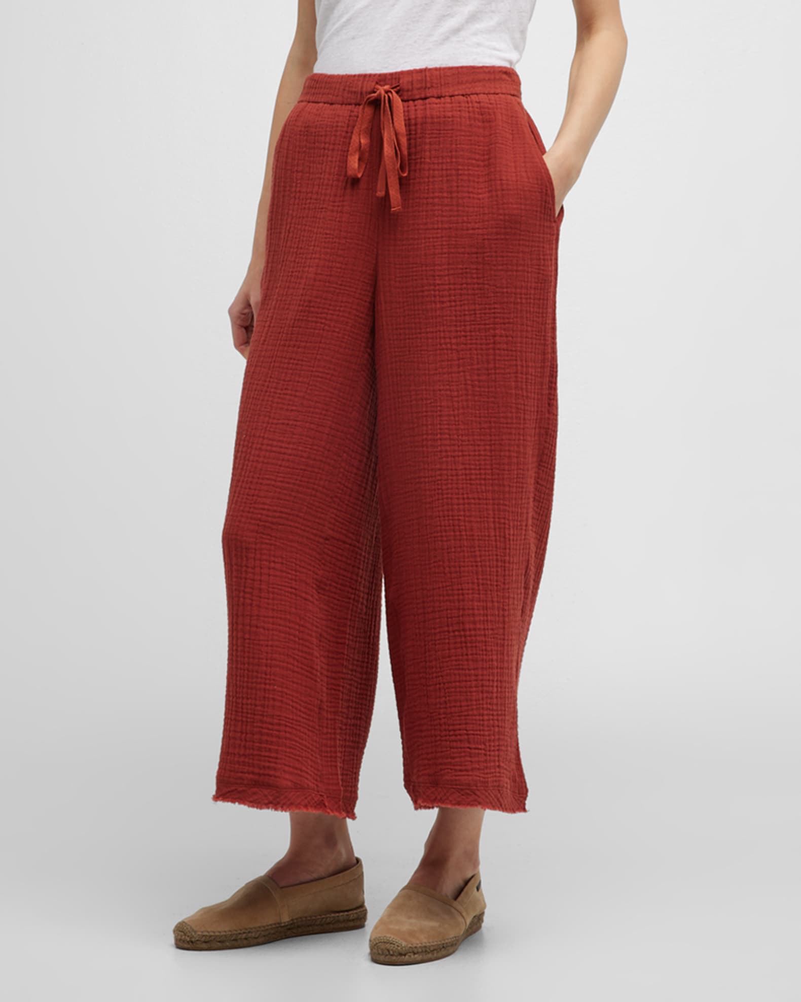 Eileen Fisher WideLeg Gauze Pants Neiman Marcus