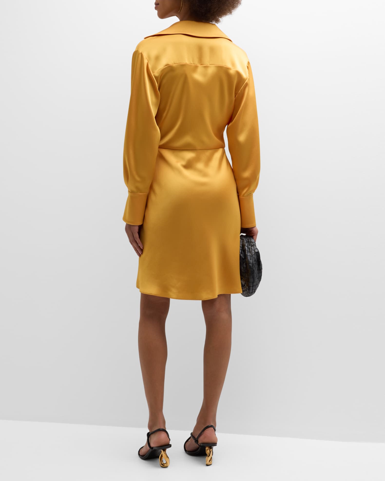SIMKHAI Talit Draped-Front Satin Mini Dress | Neiman Marcus