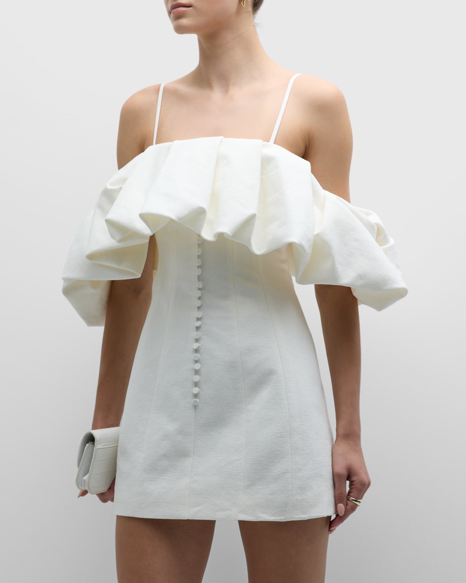 SIMKHAI Puff Detail Cotton & Linen Mini Dress Neiman Marcus