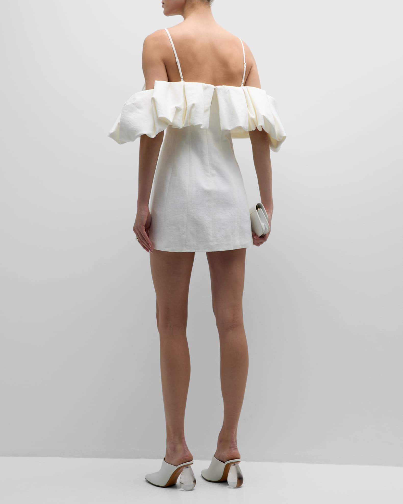 SIMKHAI Puff Detail Cotton & Linen Mini Dress Neiman Marcus