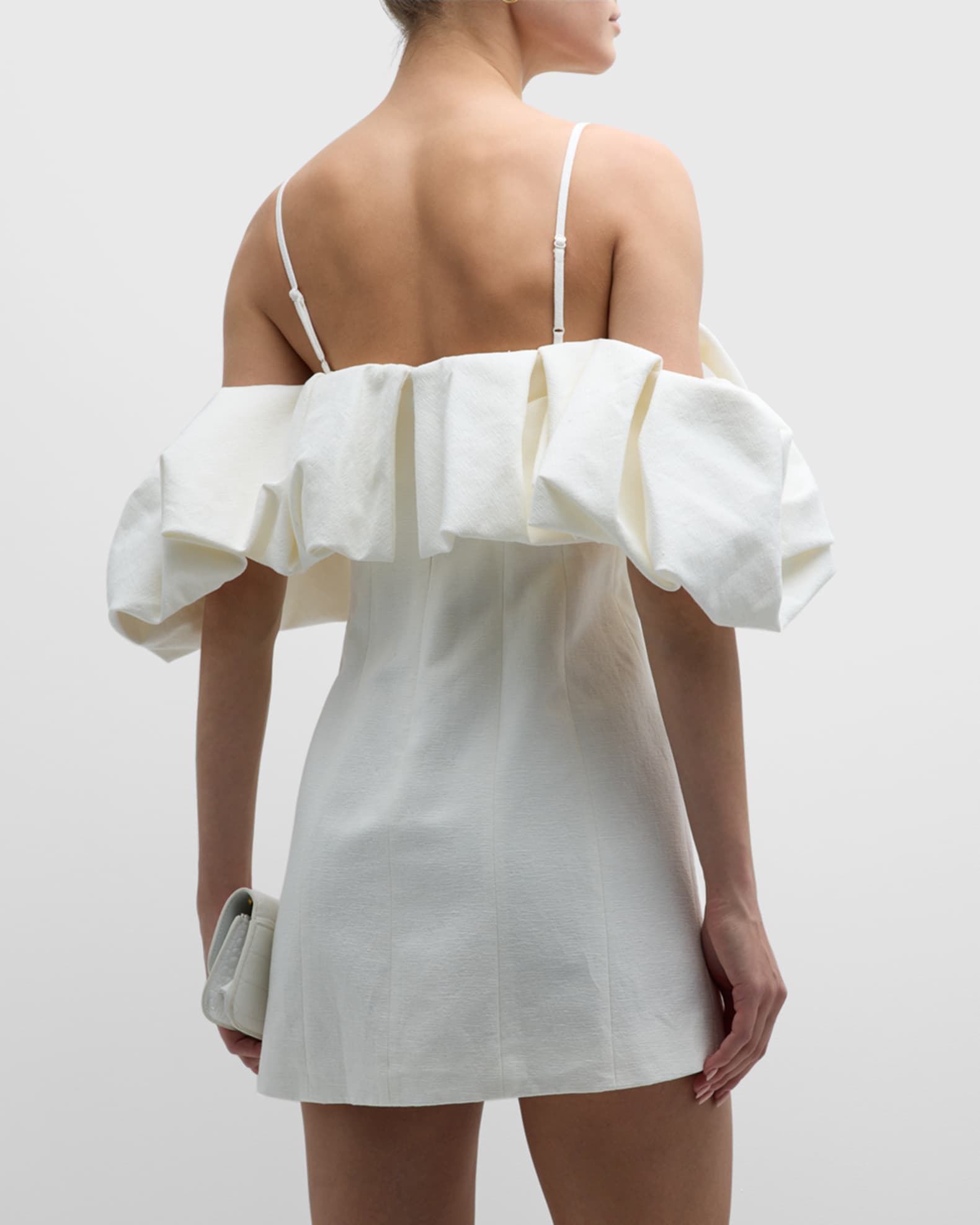 SIMKHAI Puff Detail Cotton & Linen Mini Dress Neiman Marcus