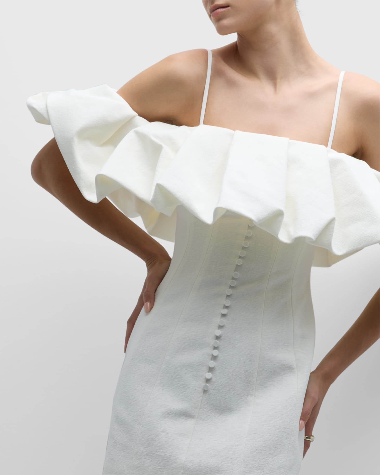 SIMKHAI Puff Detail Cotton & Linen Mini Dress Neiman Marcus