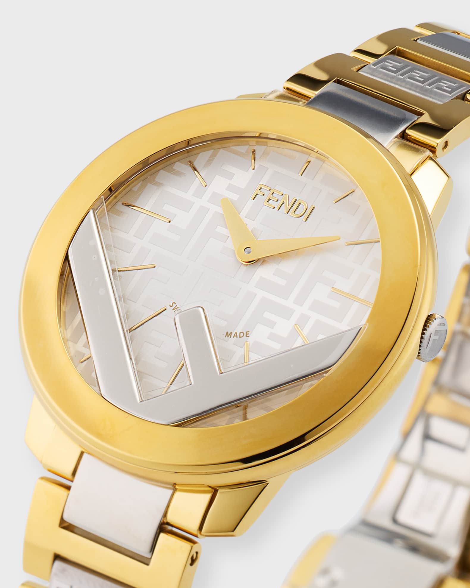 Fendi F Is Fendi 36mm Two Tone Watch with Bracelet Strap