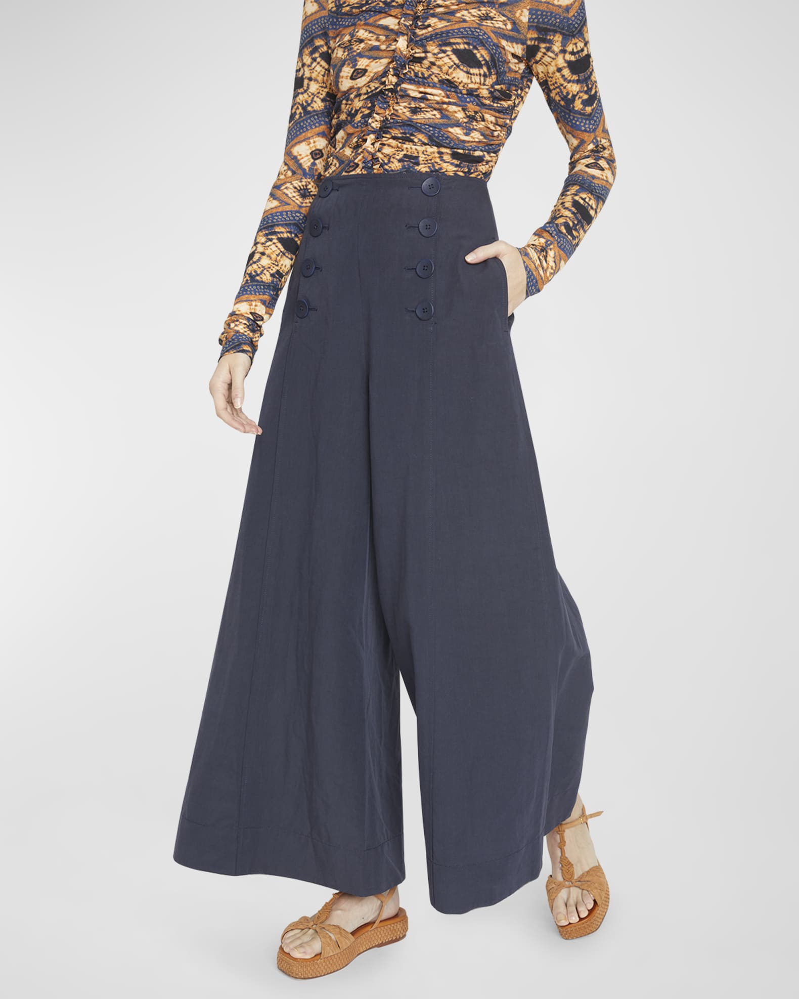 High-Waist Wide-Leg Sailor Pant