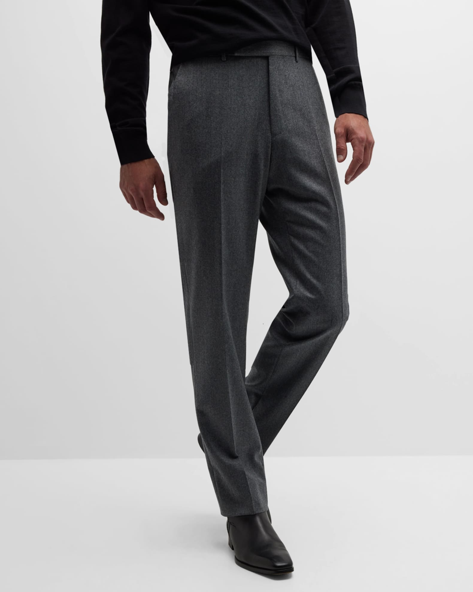 ZEGNA Men's Wool Flannel Pants | Neiman Marcus