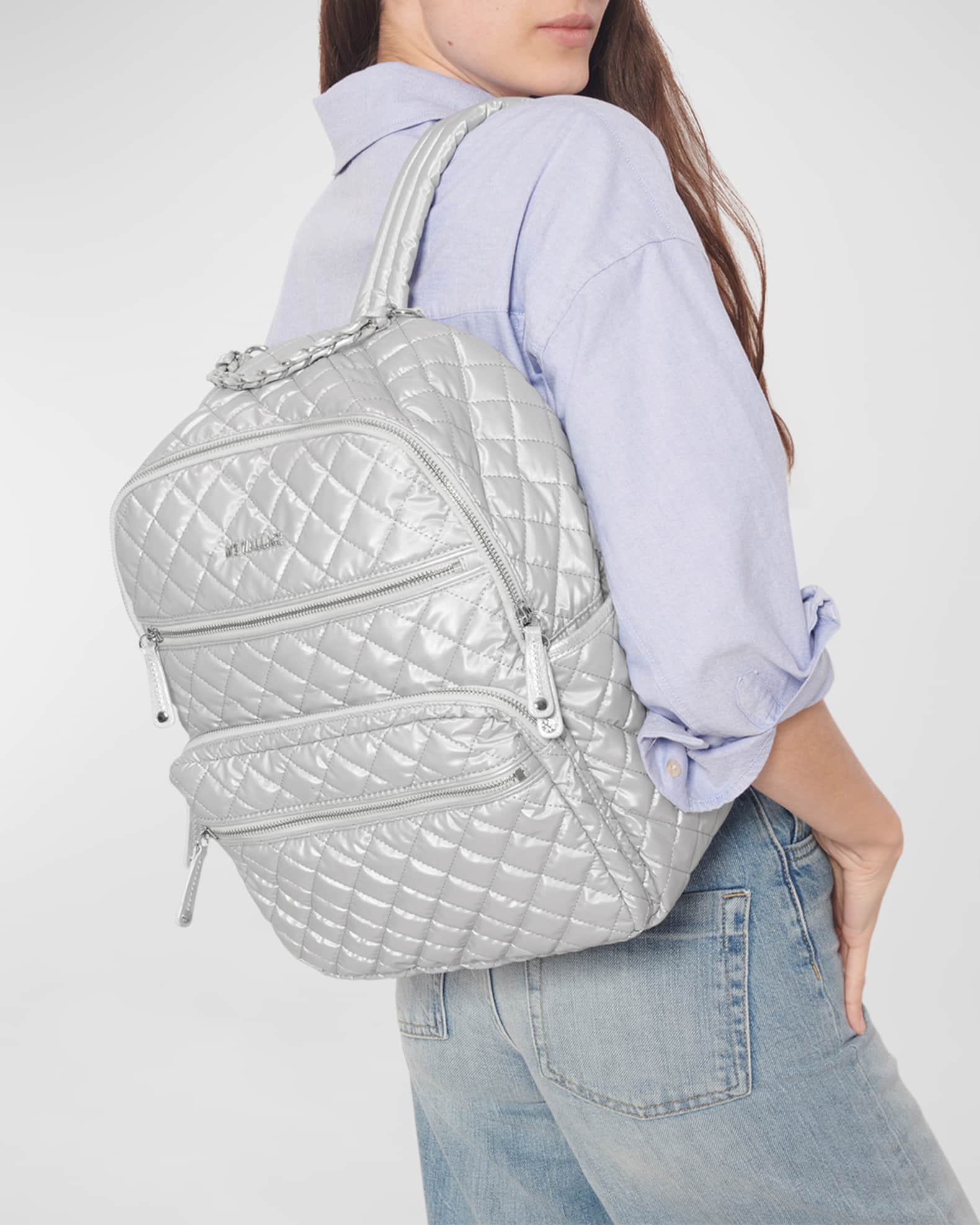 MZ WALLACE Crosby Metallic Quilted Nylon Backpack Neiman Marcus
