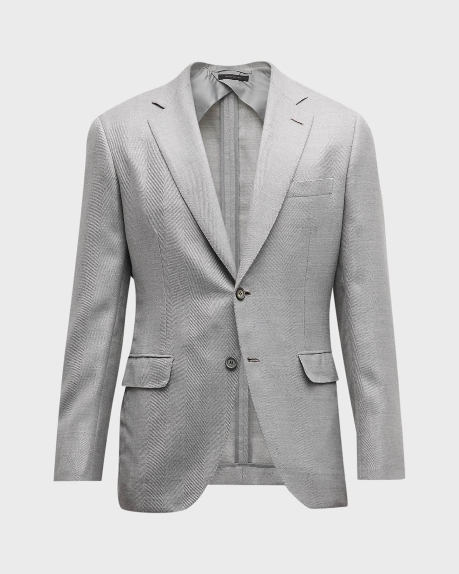 Brioni Men s Chevron Wool Blend Sport Jacket Neiman Marcus