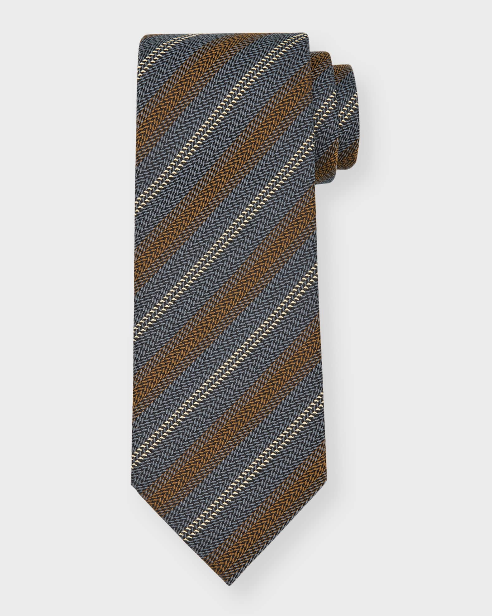 Brioni Men's Textured Stripe Silk Tie