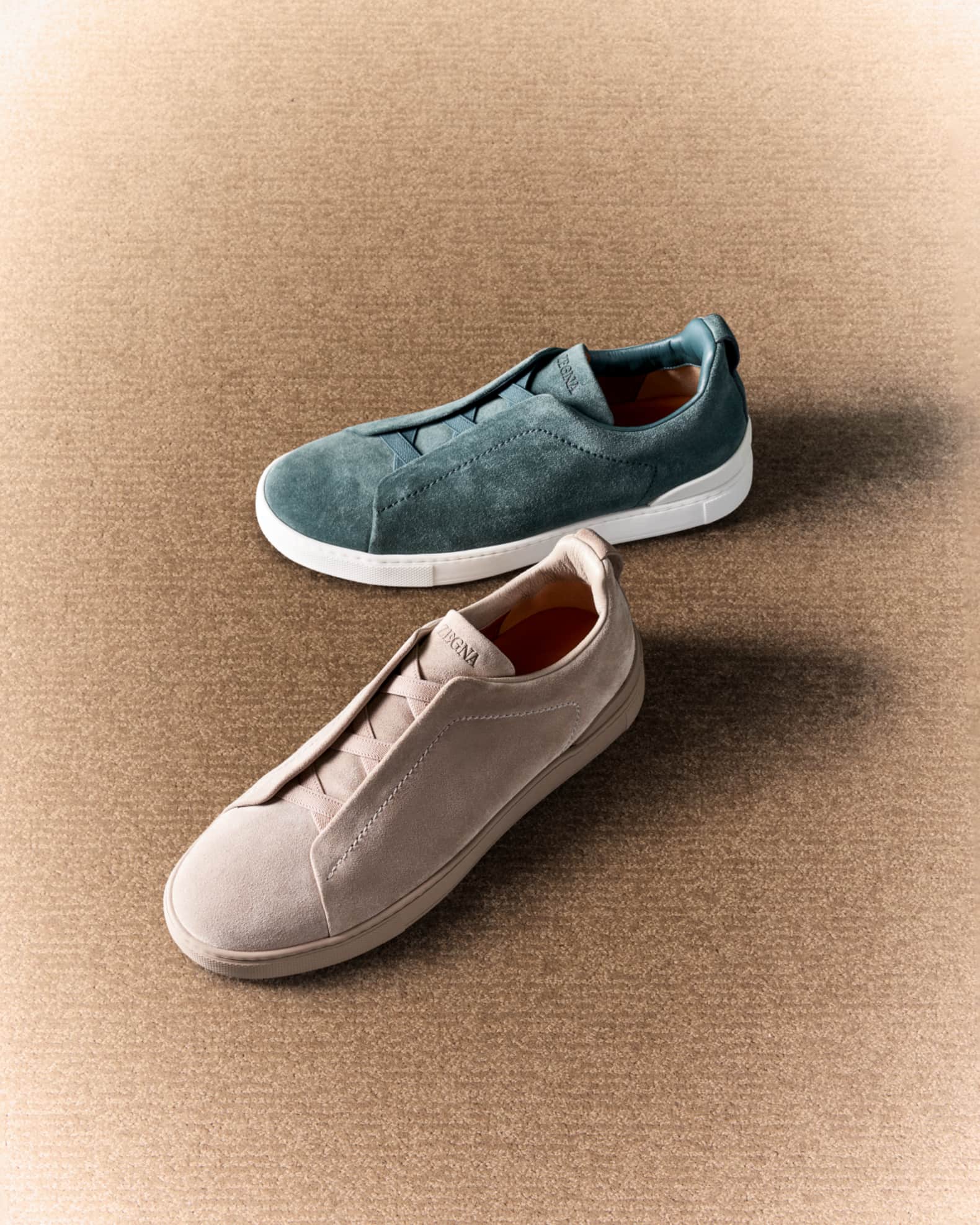 ZEGNA Men's Triple Stitch Suede Low-Top Sneakers | Neiman Marcus