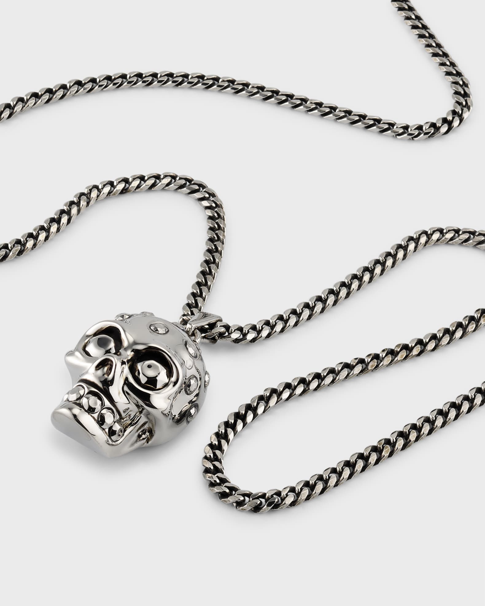 McQueen Men's Crystal Skull Pendant Chain Necklace | Neiman Marcus