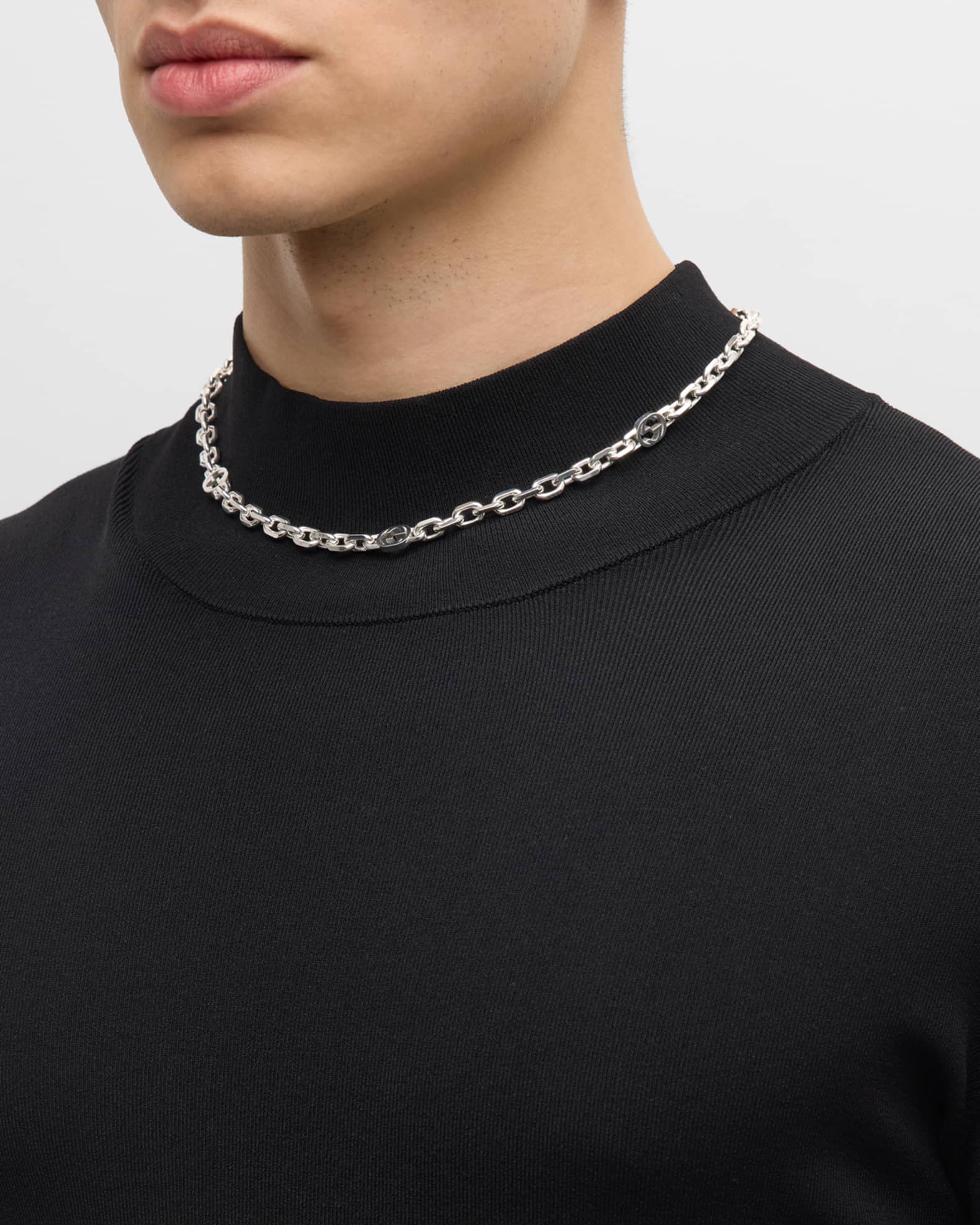 Men's Sterling Silver Interlocking G Link Necklace 1