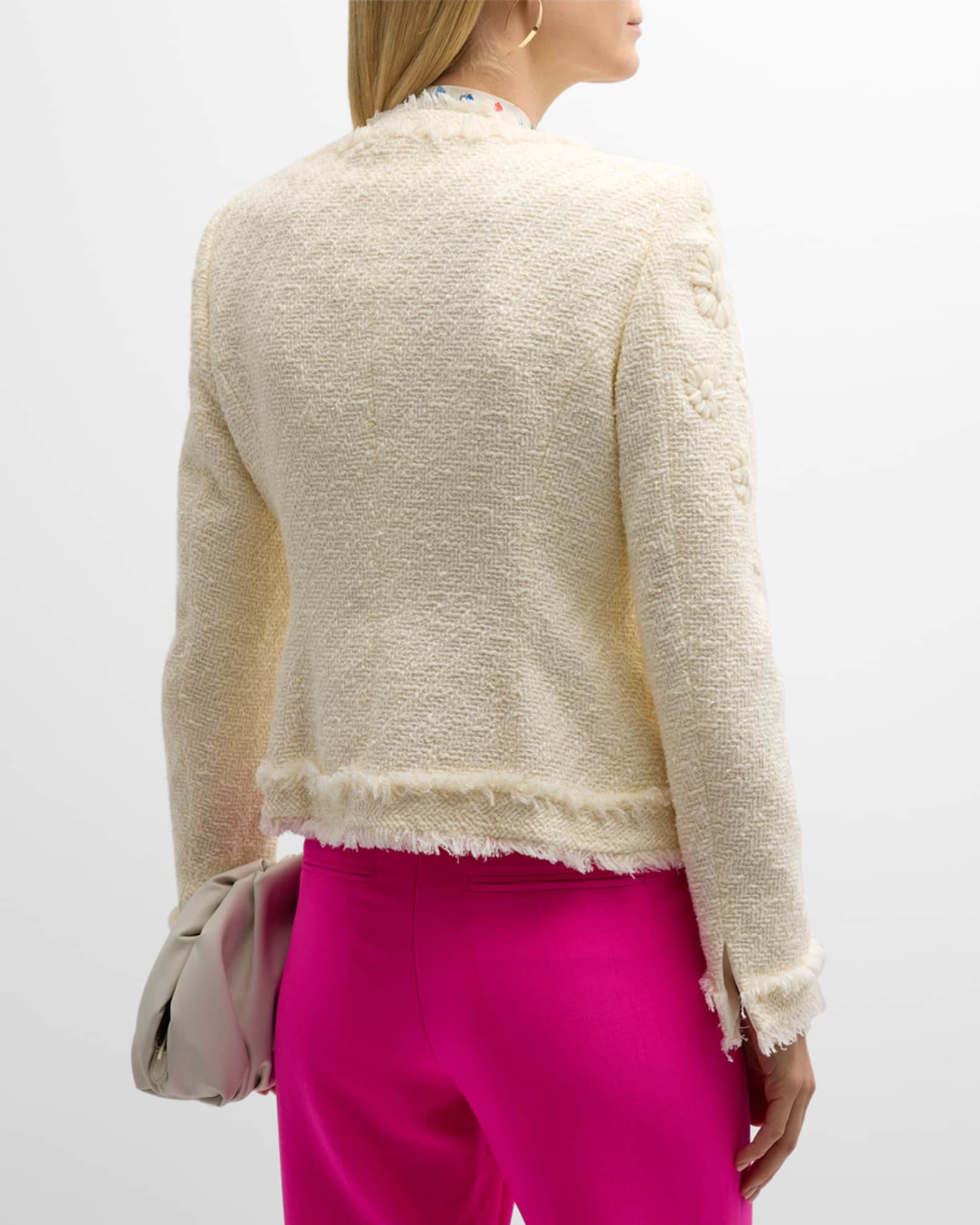 Maison Common 4Pocket Floral Embroidered FringeEdge Tweed Jacket Neiman Marcus