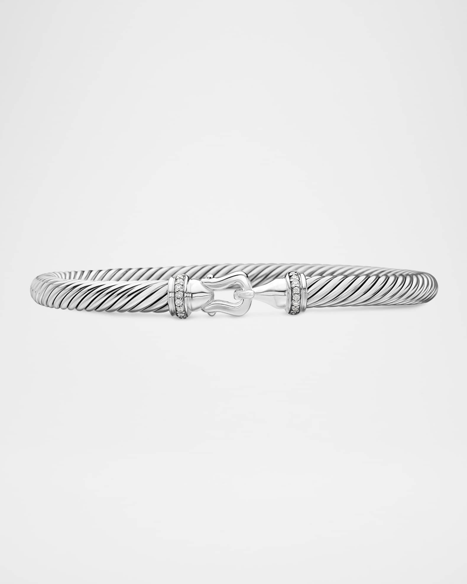 Cable Bracelet with Diamonds in Silver, 5mm 0