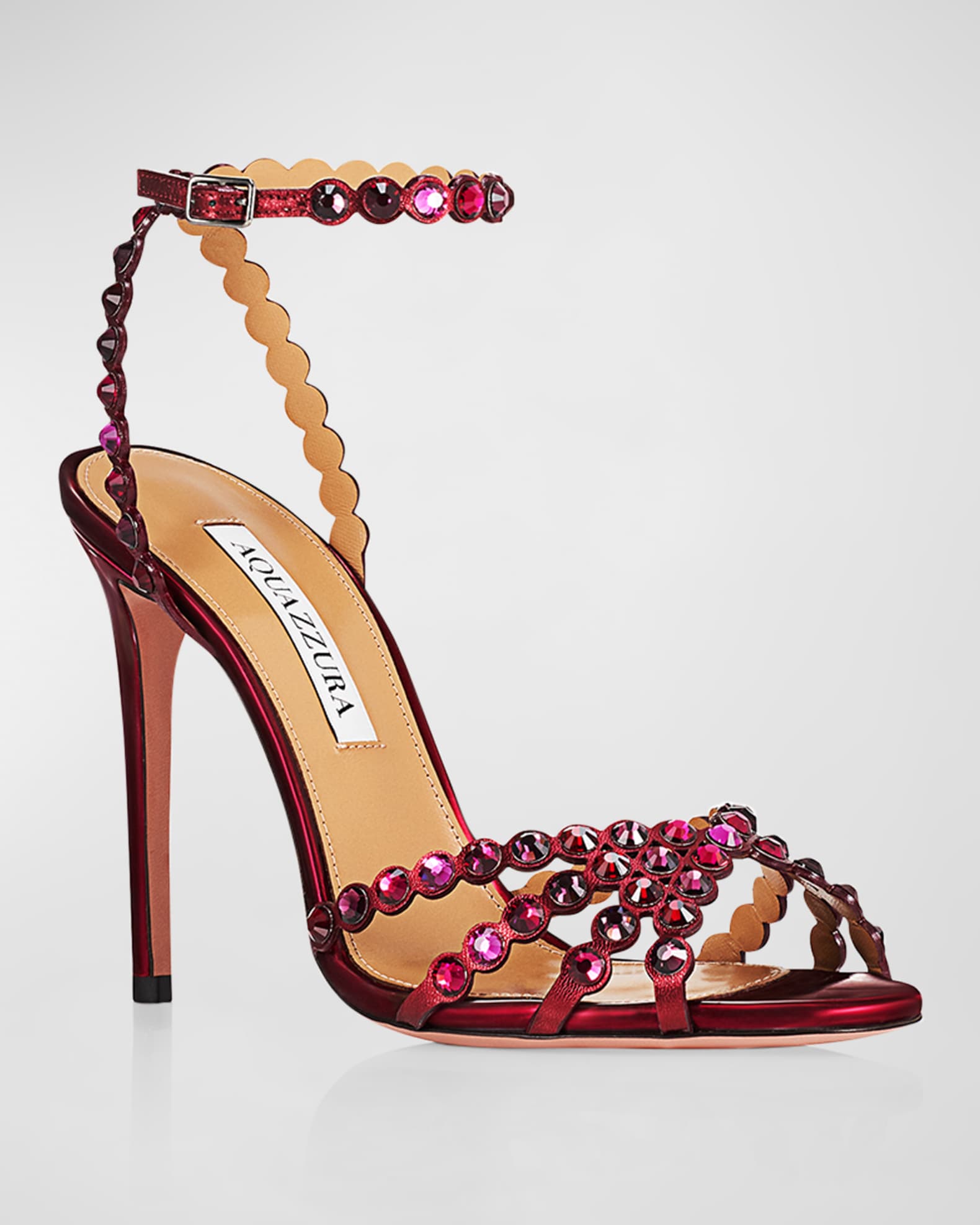 Aquazzura Tequila Crystal AnkleStrap Cocktail Sandals Neiman Marcus