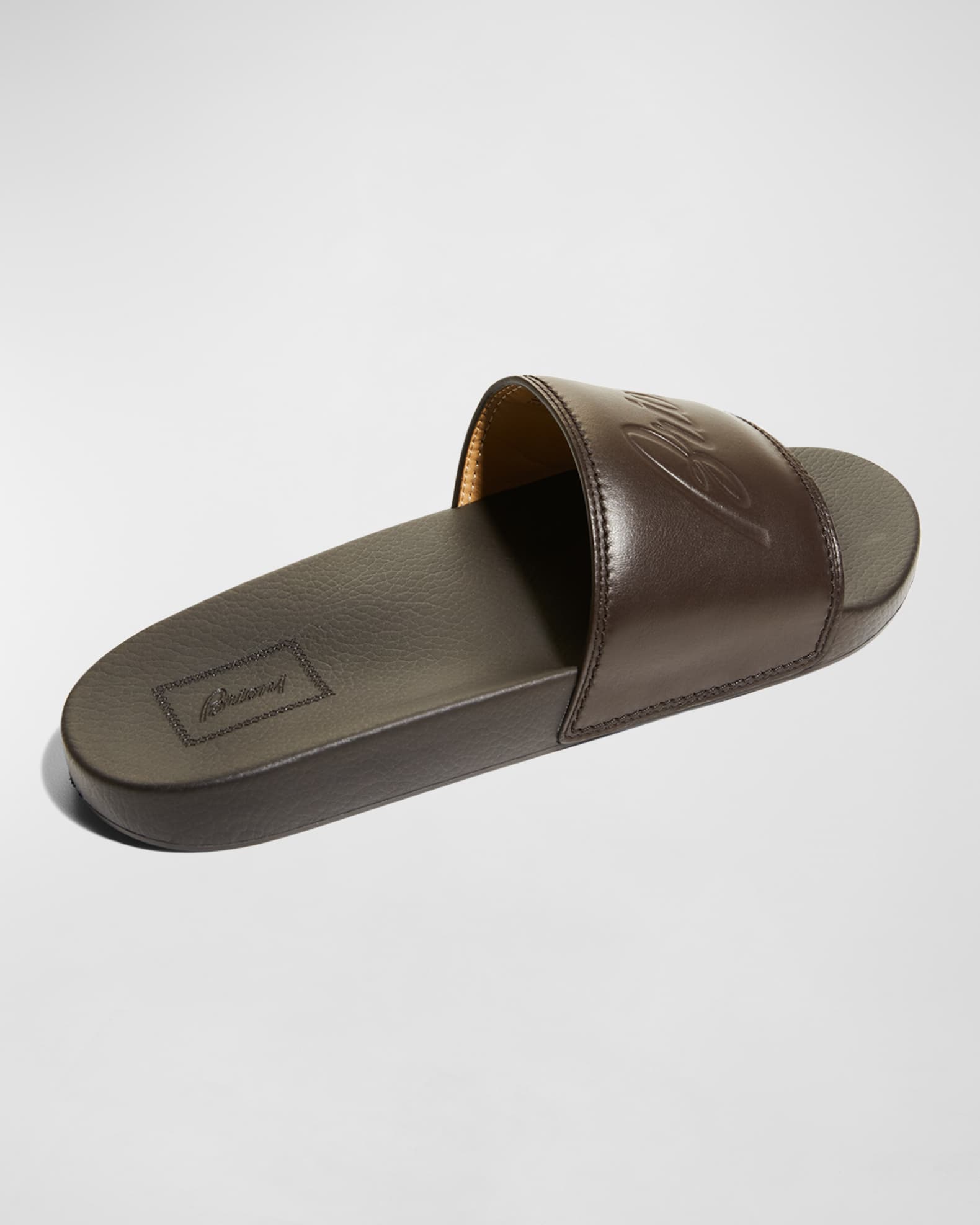 サンダル・ミュール Brioni Leather Sabots Brioni Men's Leather and Rubber Slide Sandals | Neiman Marcus