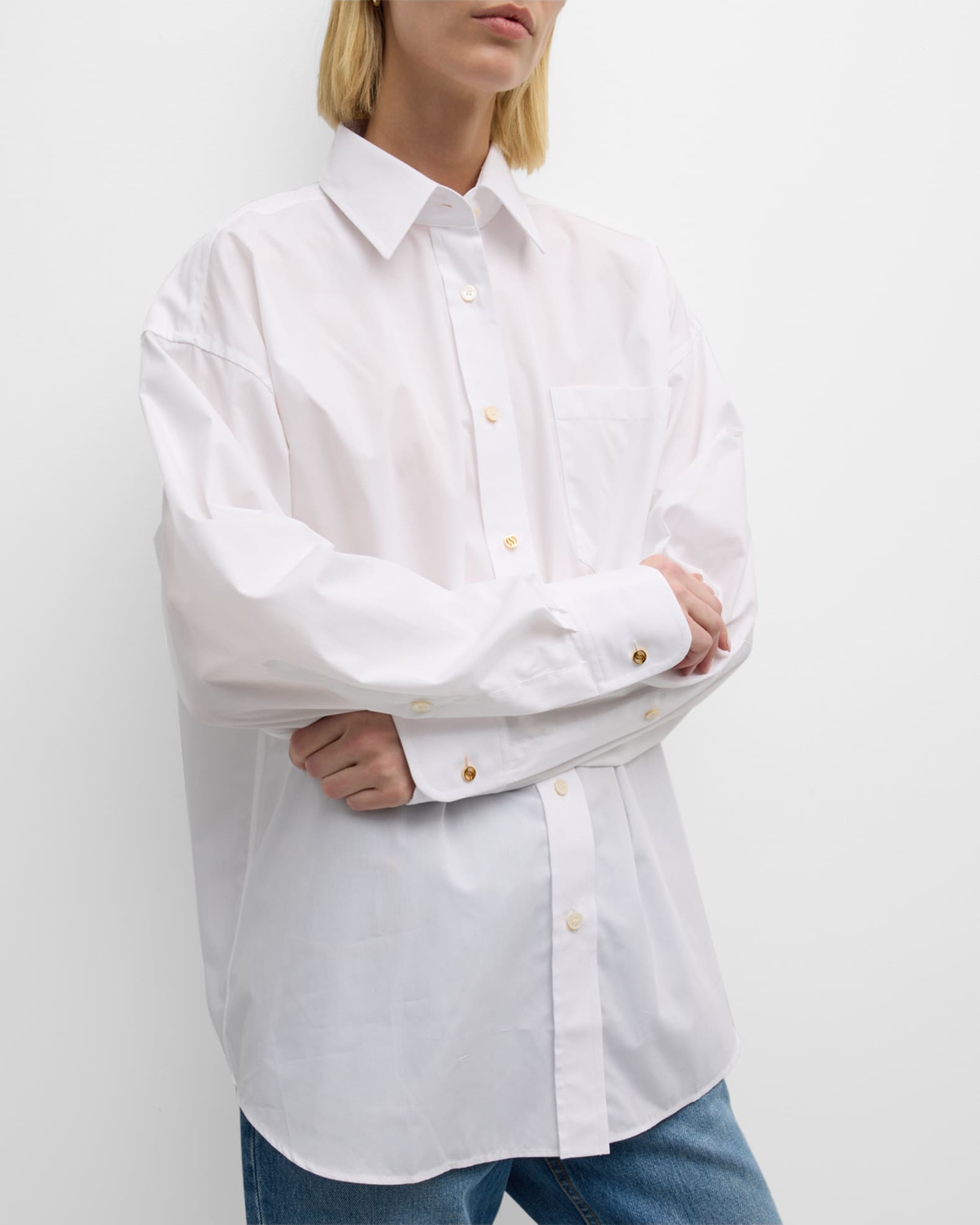 Stella McCartney Oversized Button Down Poplin Shirt Neiman Marcus
