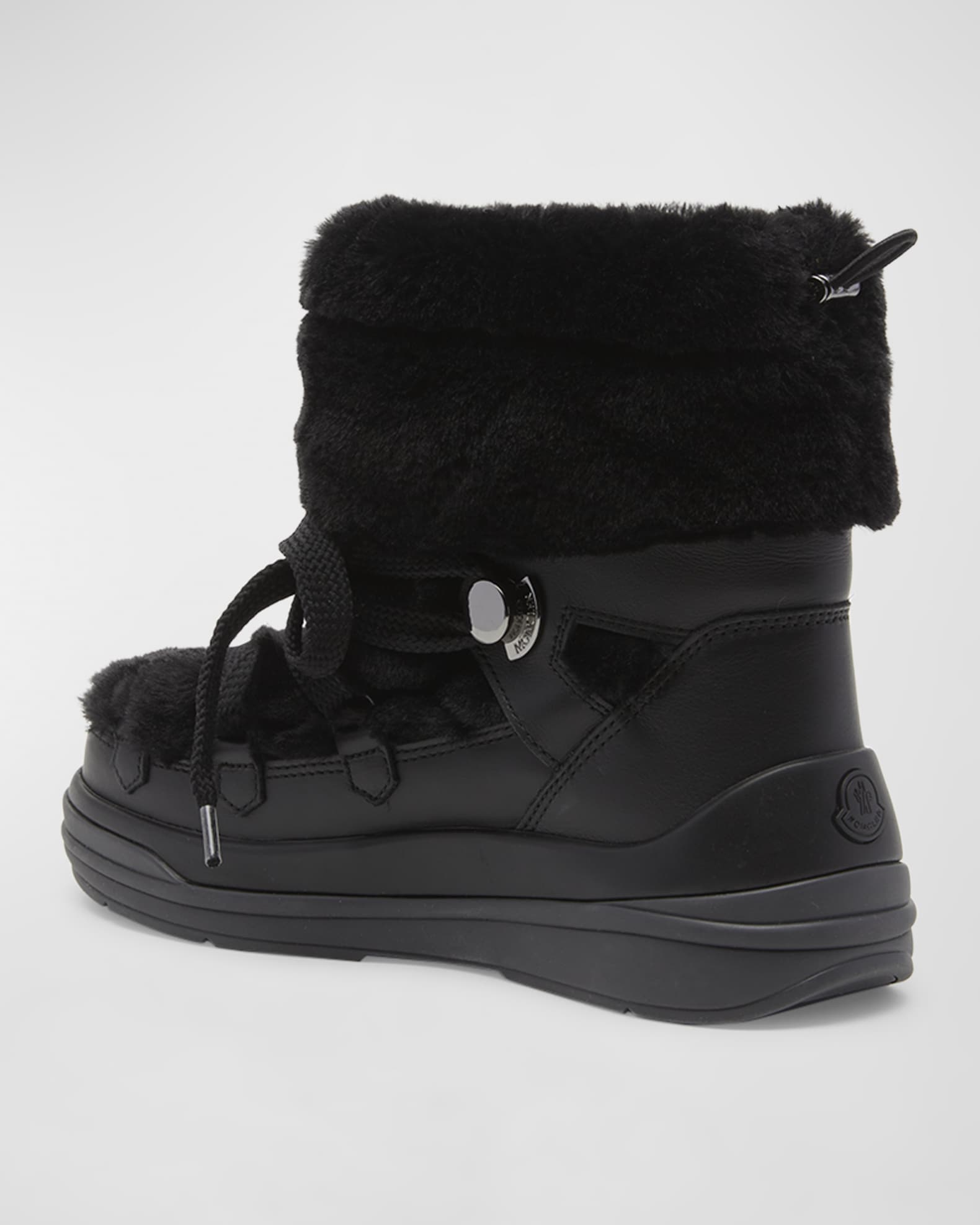 Moncler Insolux Leather Faux Fur Snow Boots | Neiman Marcus