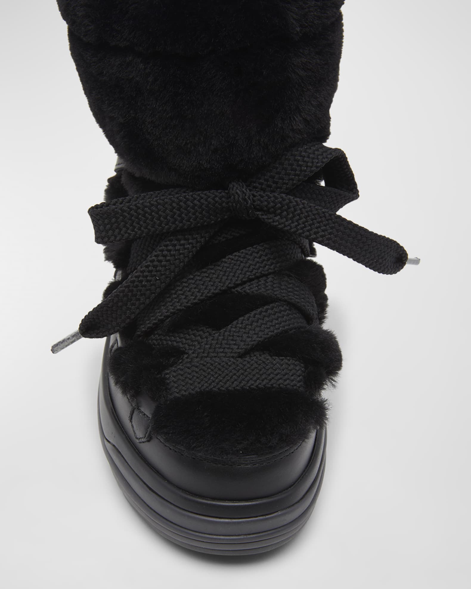 Moncler Insolux Leather Faux Fur Snow Boots | Neiman Marcus