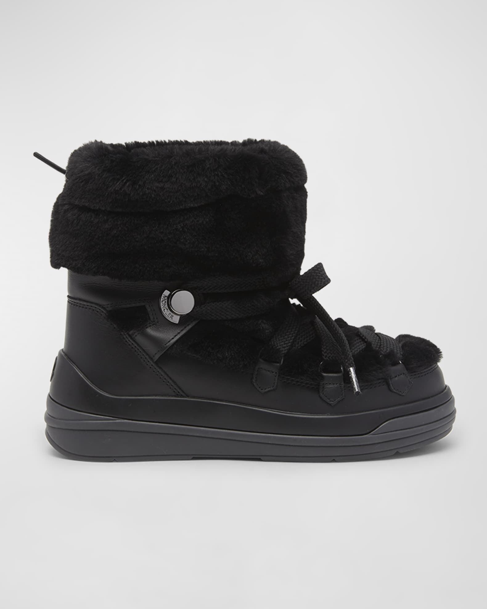 Moncler Insolux Leather Faux Fur Snow Boots | Neiman Marcus