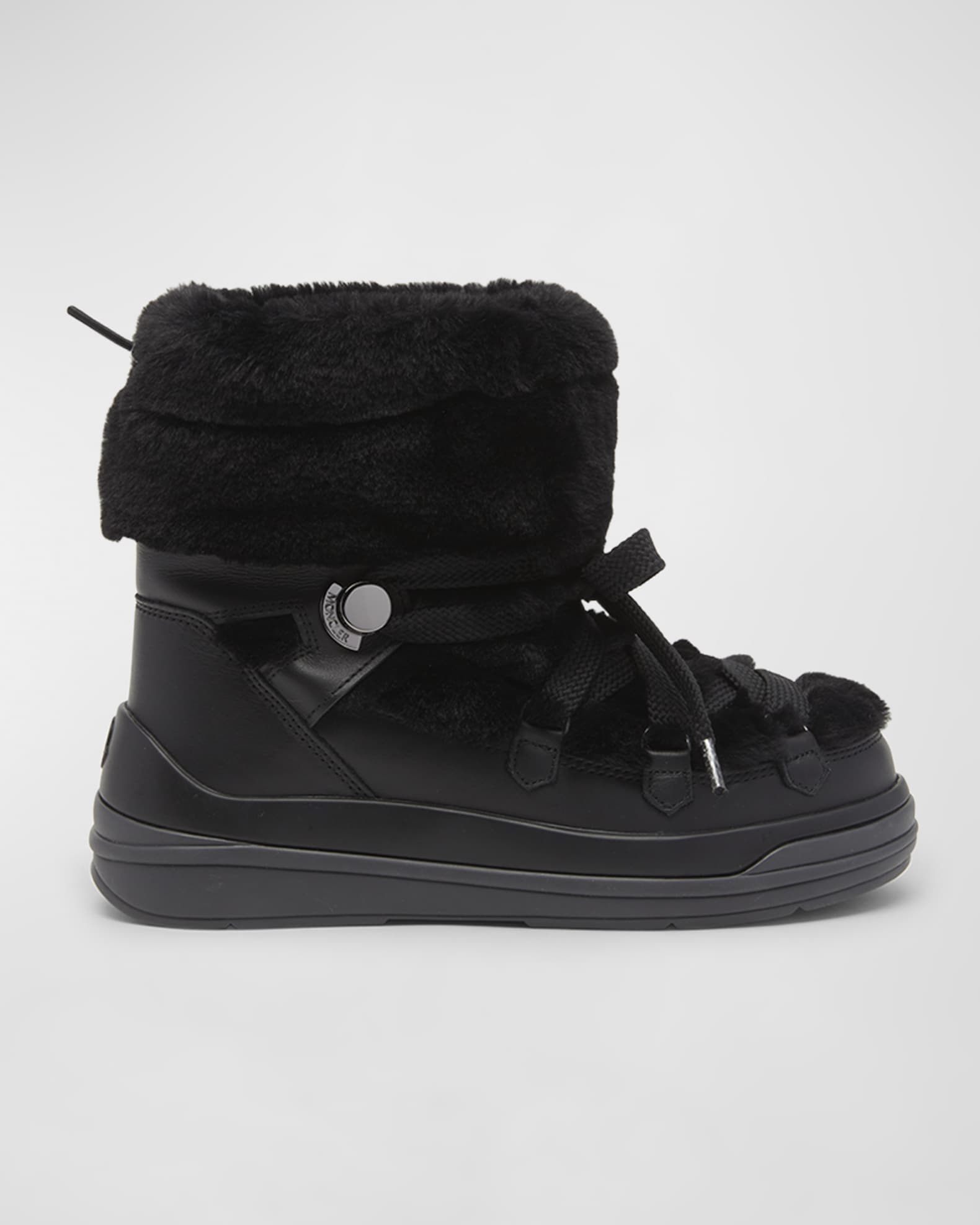 Moncler Insolux Leather Faux Fur Snow Boots Neiman Marcus