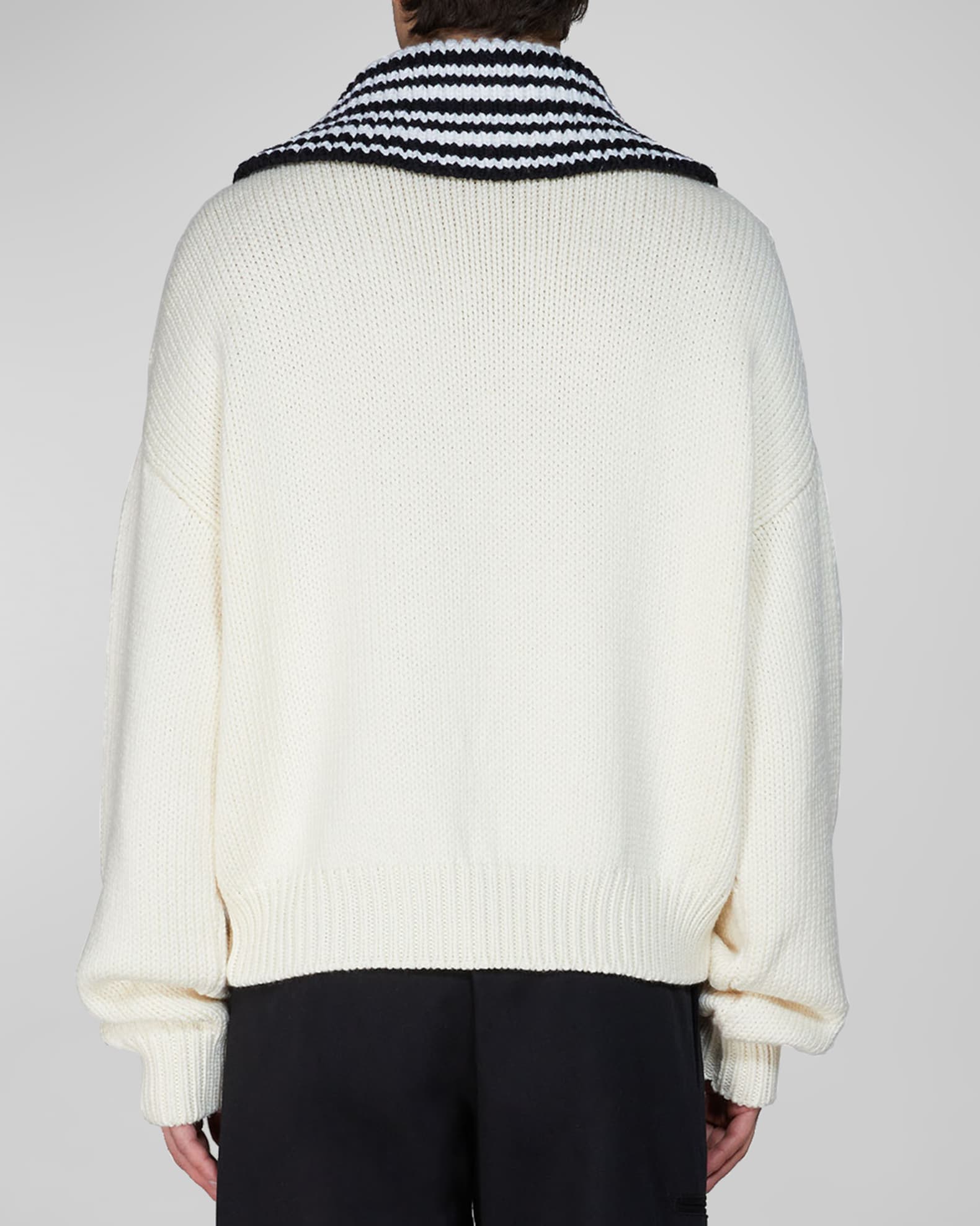 Marni Men's Wool Sweater With Sailor Foldover Collar Neiman Marcus
