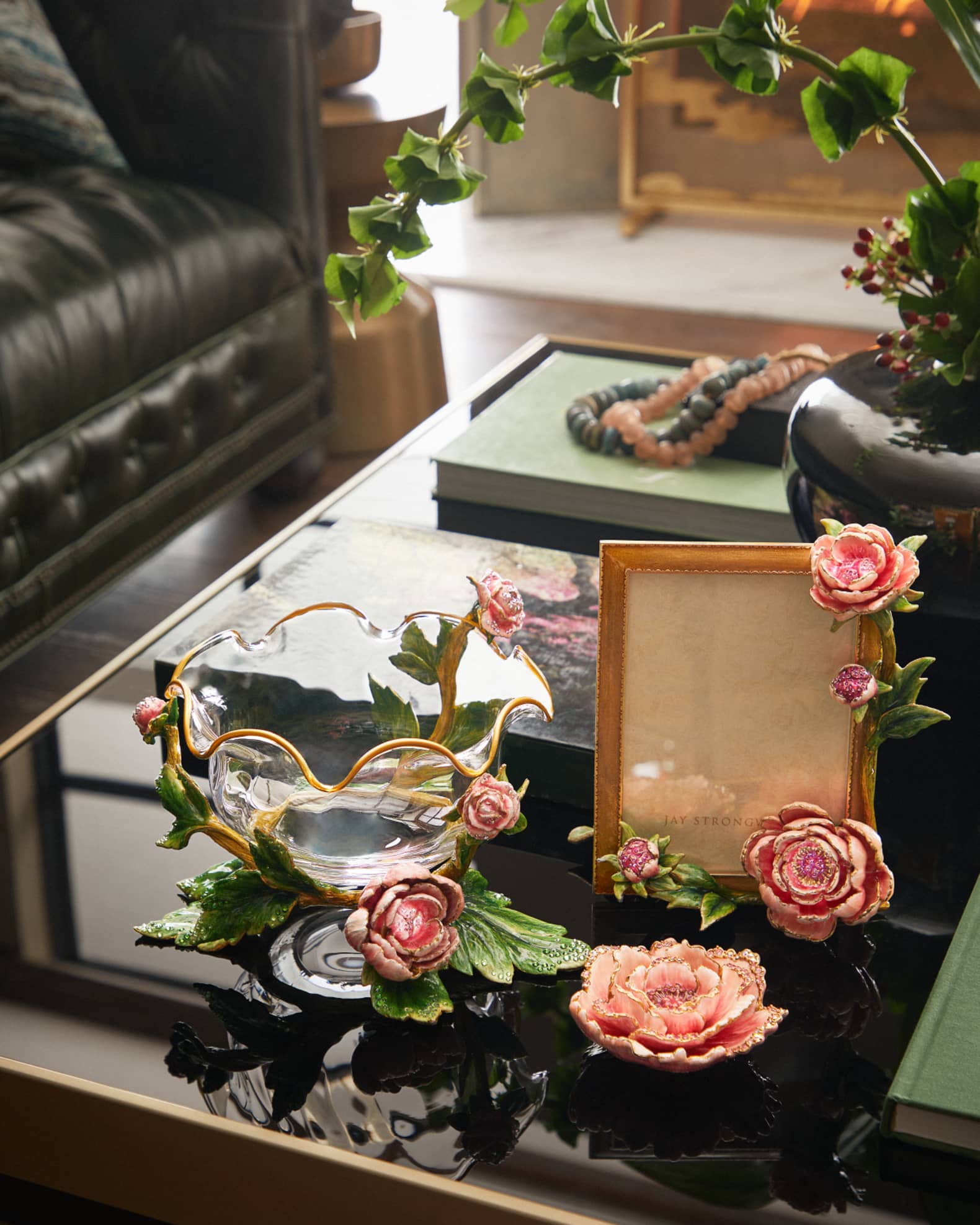 Jay Strongwater Peony Photo Frame, 5