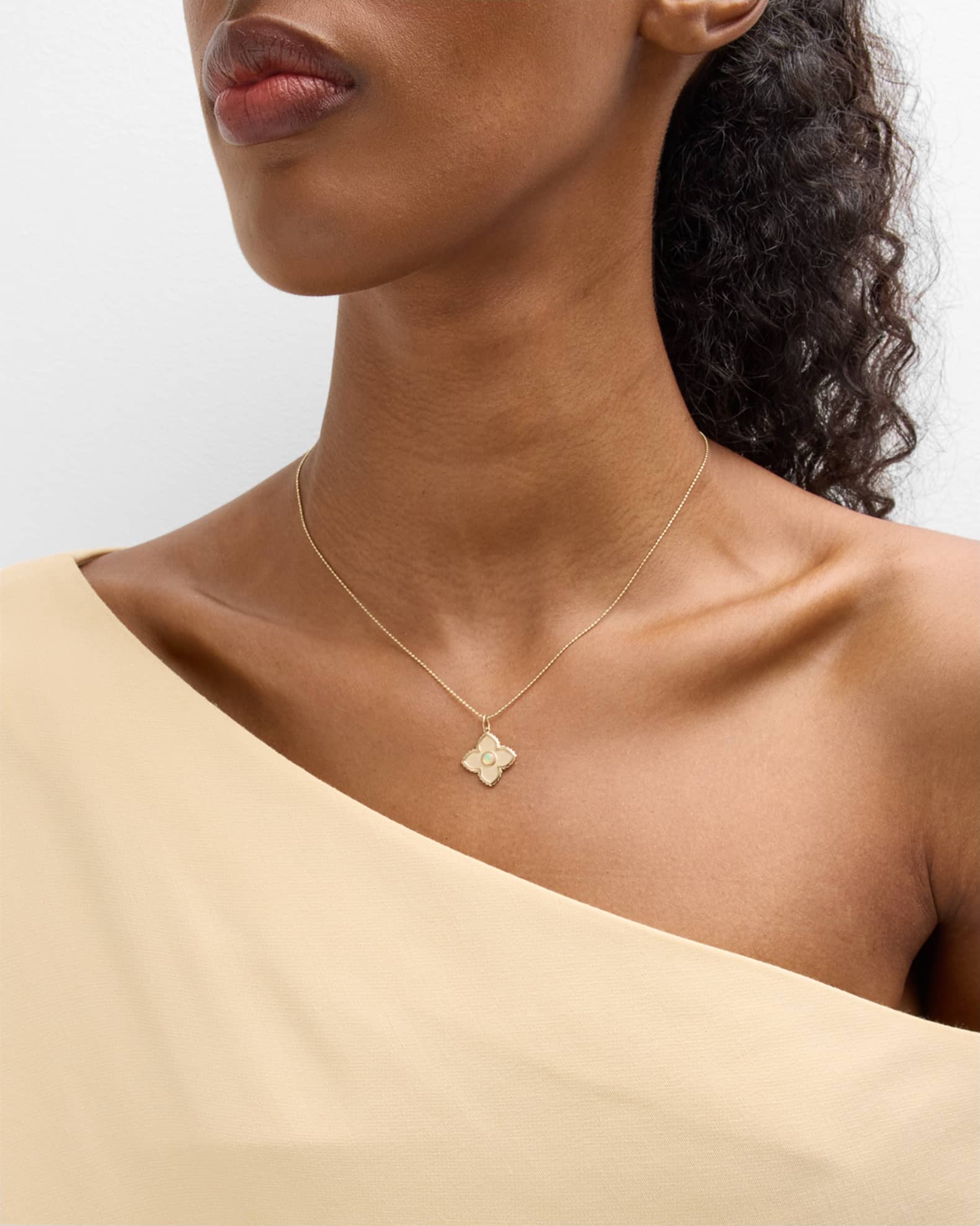 Bezel Satin Moroccan Charm on Light Weight Bolita Chain Necklace, 18"L 1