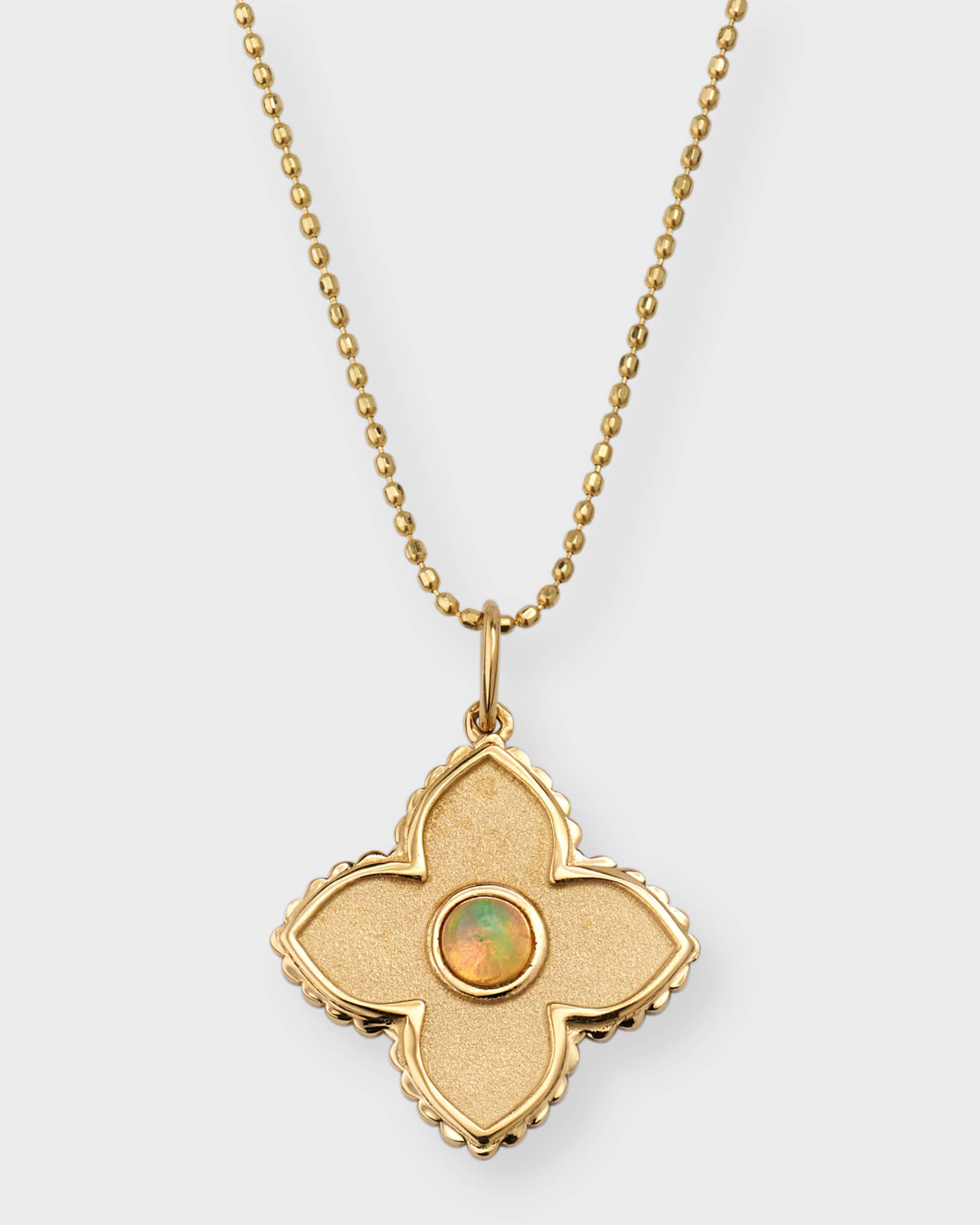 Bezel Satin Moroccan Charm on Light Weight Bolita Chain Necklace, 18"L 0