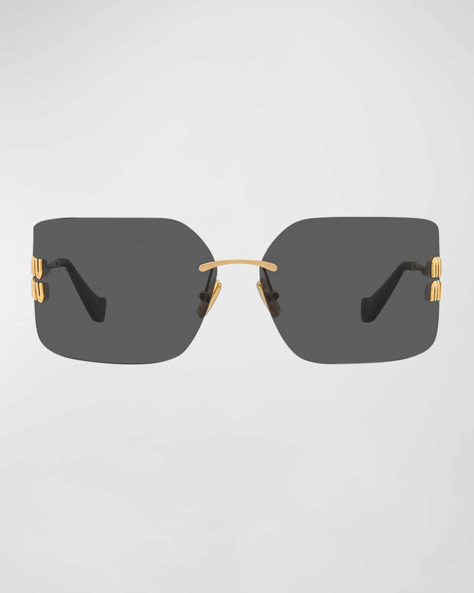 Miu Miu MU 54YS 80 Rimless Titanium Wrap Sunglasses | Neiman
