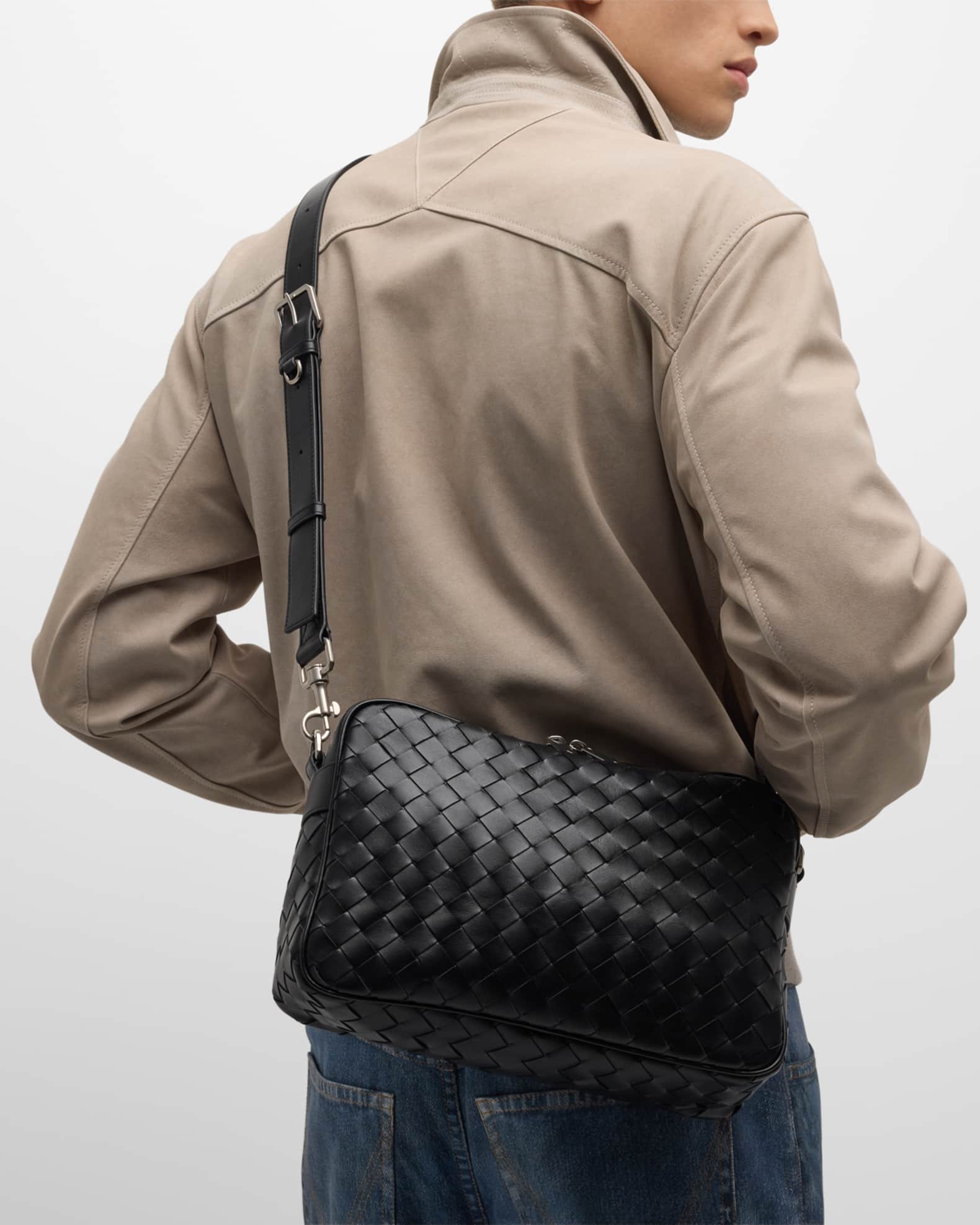 Bottega Veneta Men's Intrecciato Medium Crossbody Bag | Neiman Marcus