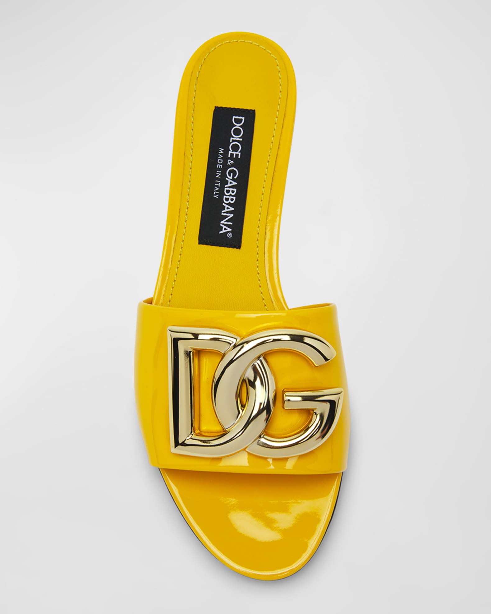 Dolce&Gabbana DG Medallion Patent Flat Sandals | Neiman Marcus
