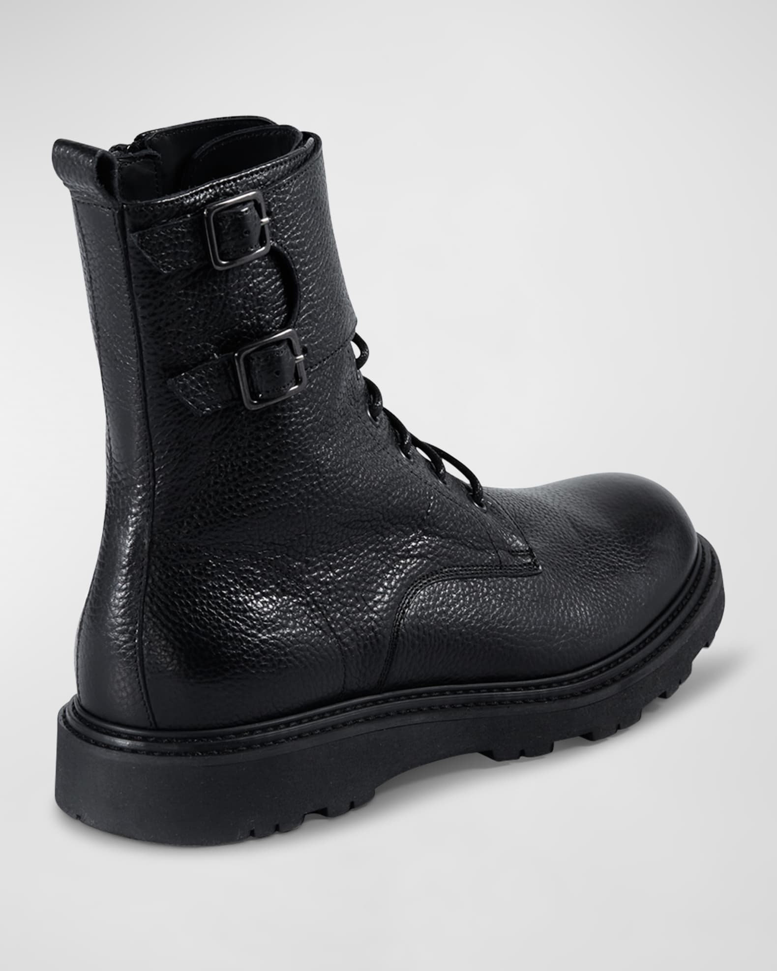 Paul Stuart Men's Barton Zip Leather Combat Boots | Neiman Marcus