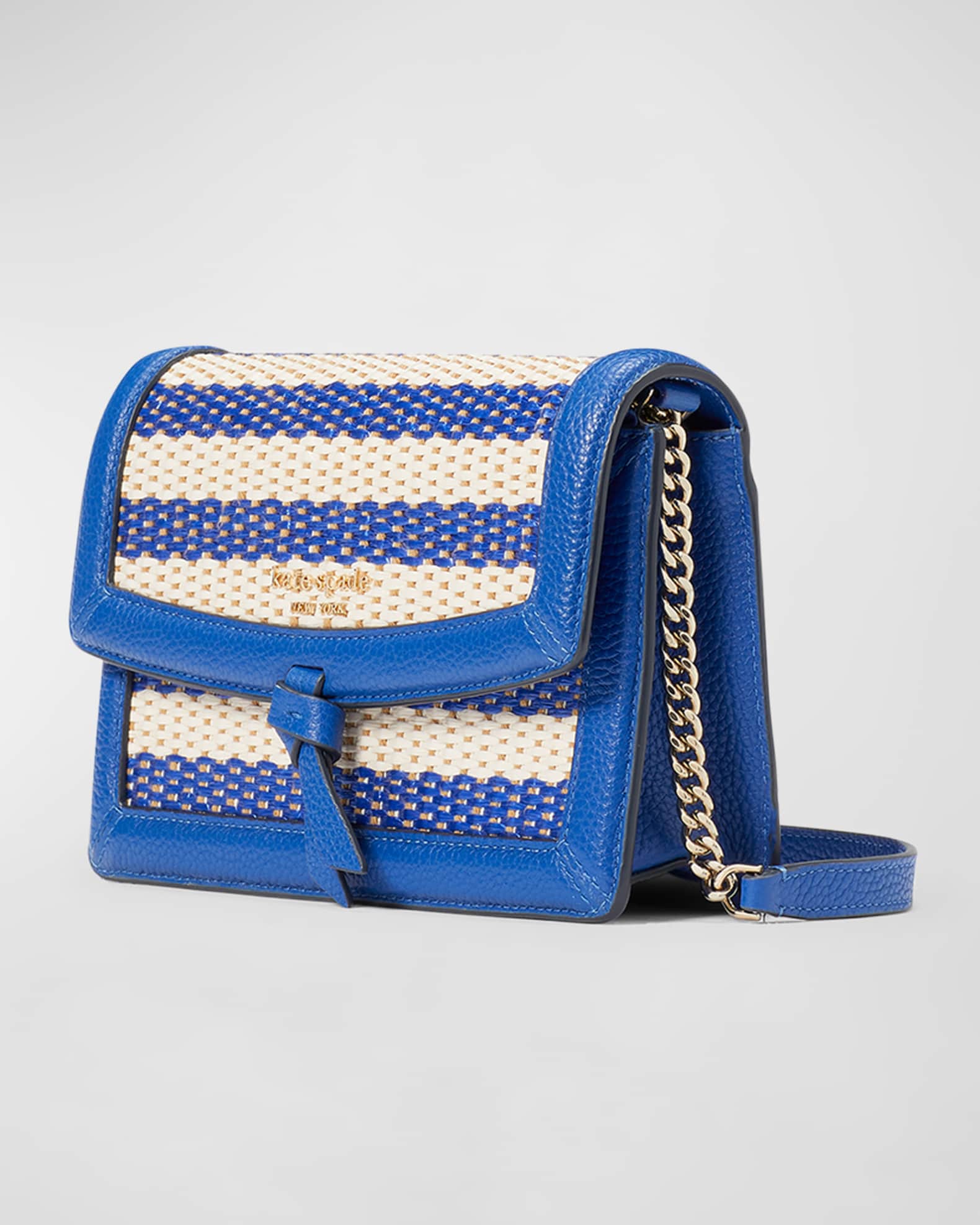 kate spade new york knott striped woven chain crossbody bag Neiman Marcus