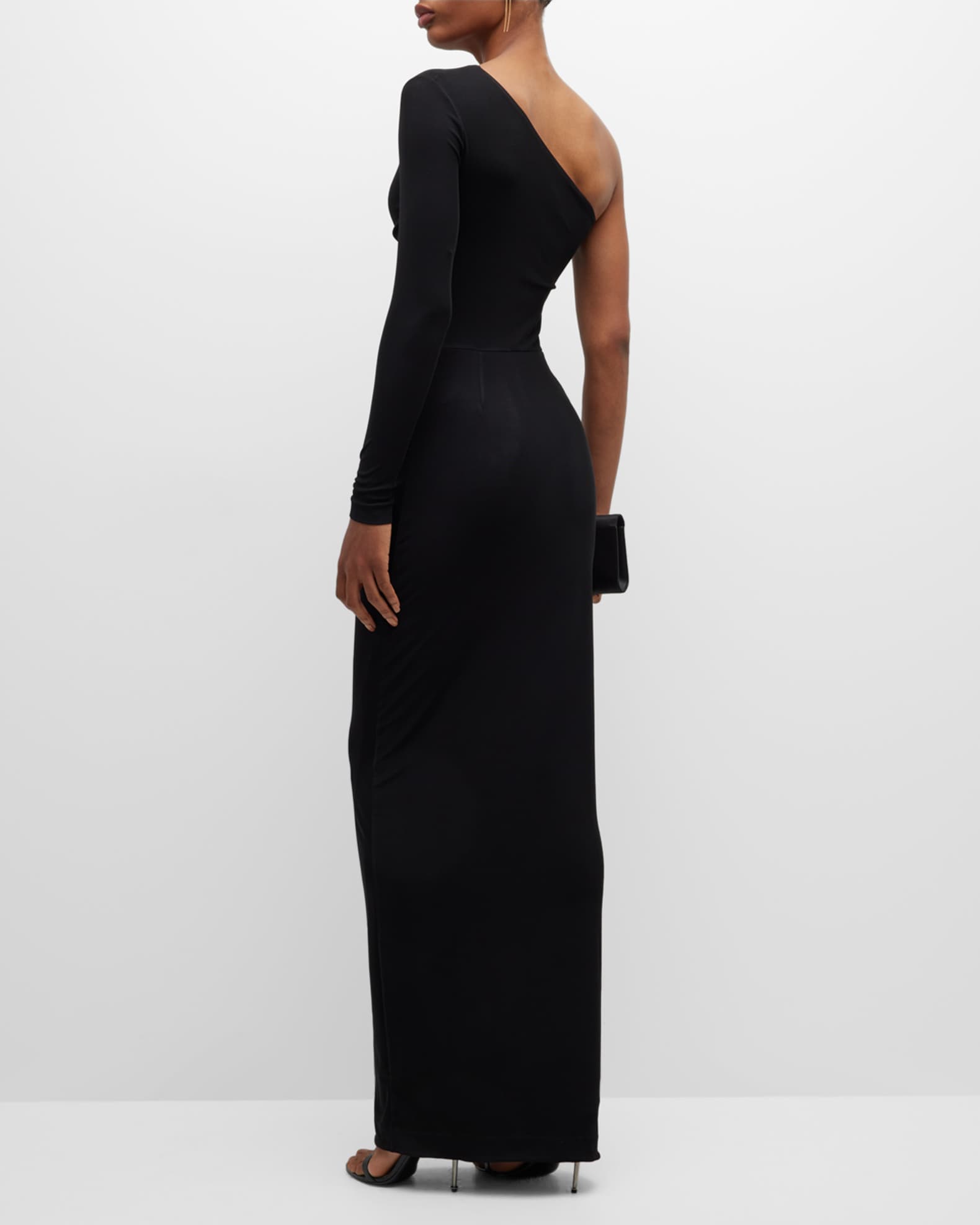 Chiara Boni La Petite Robe Ruched One-Shoulder Column Gown | Neiman Marcus