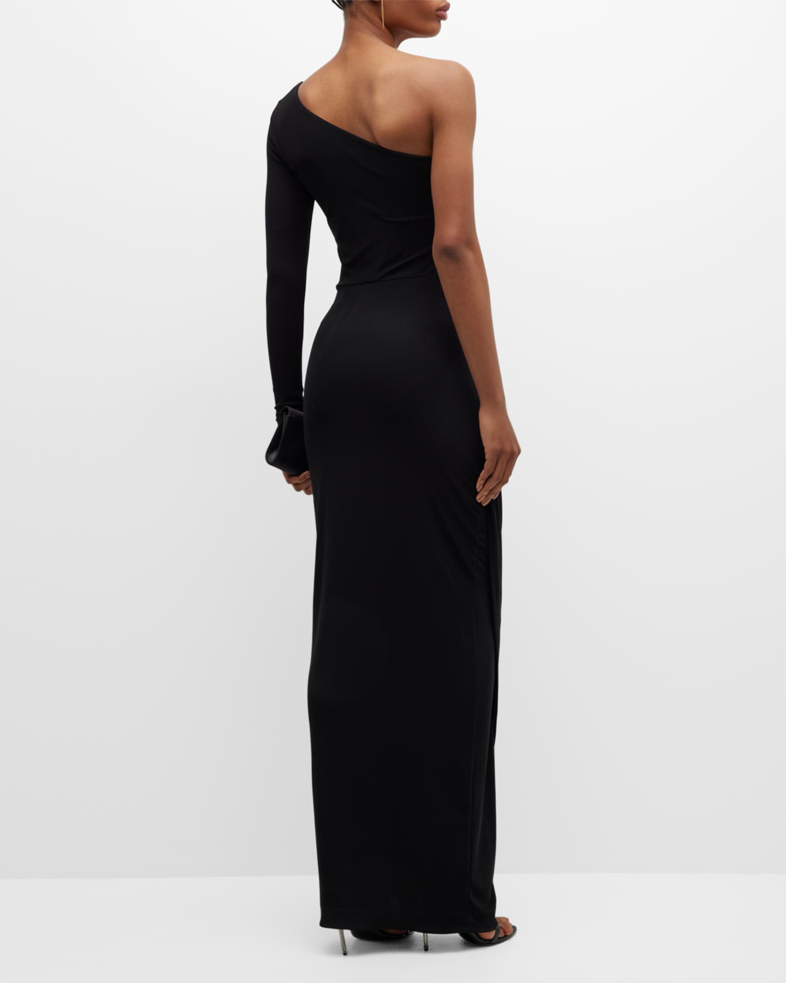 Chiara Boni La Petite Robe Ruched One-Shoulder Column Gown | Neiman Marcus