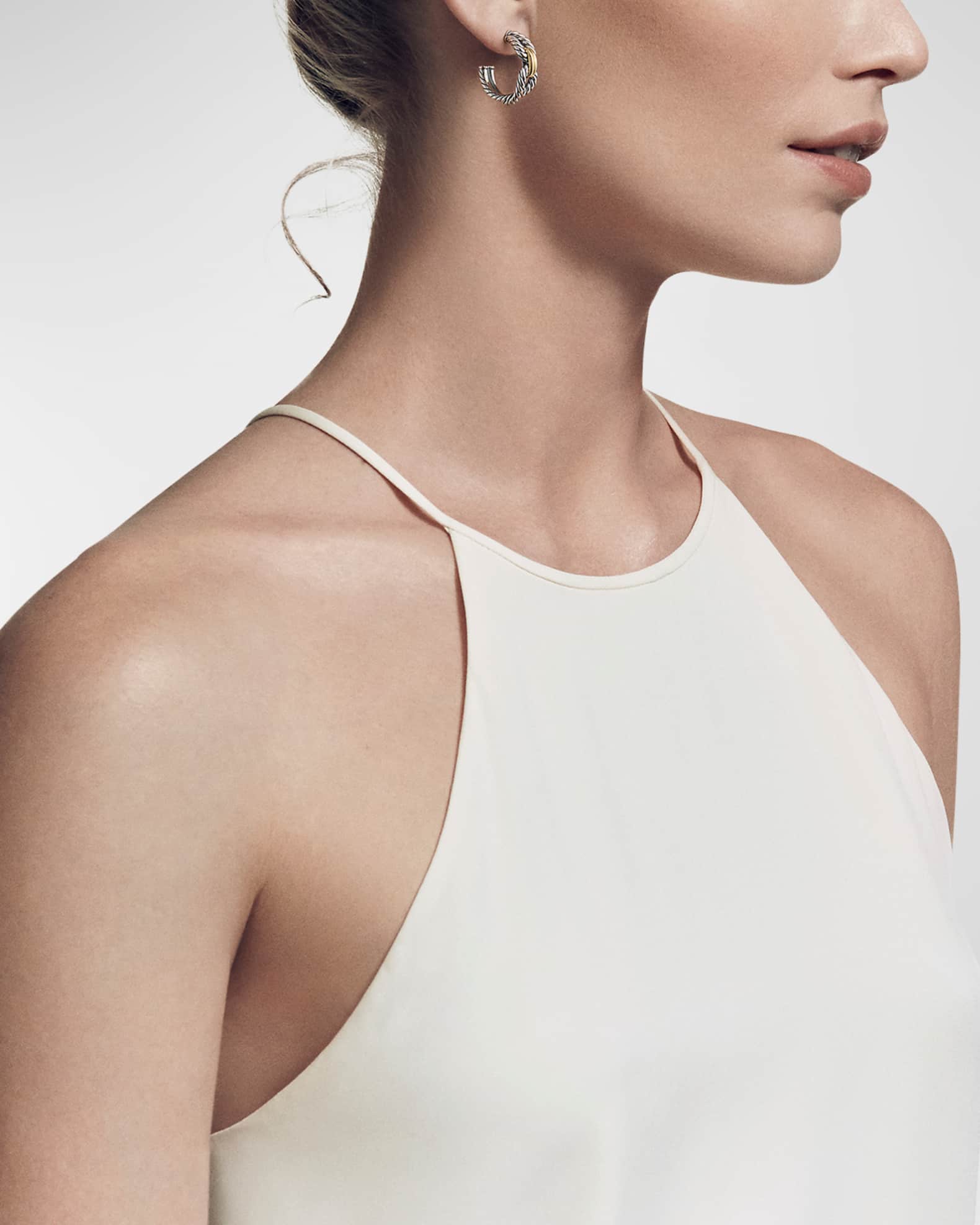 Crossover Hoop Earrings in Silver with 18K Gold, 22mm 1