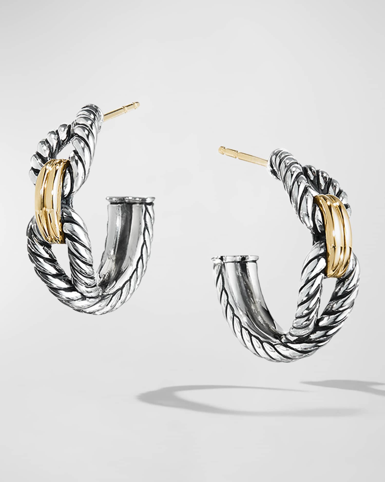 Crossover Hoop Earrings in Silver with 18K Gold, 22mm 0