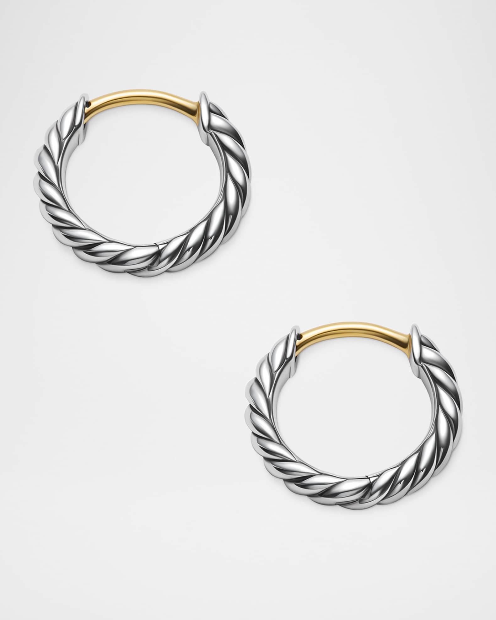 Sculpted Cable Huggie Hoop Earrings in Silver, 2.2mm, 0.4"L