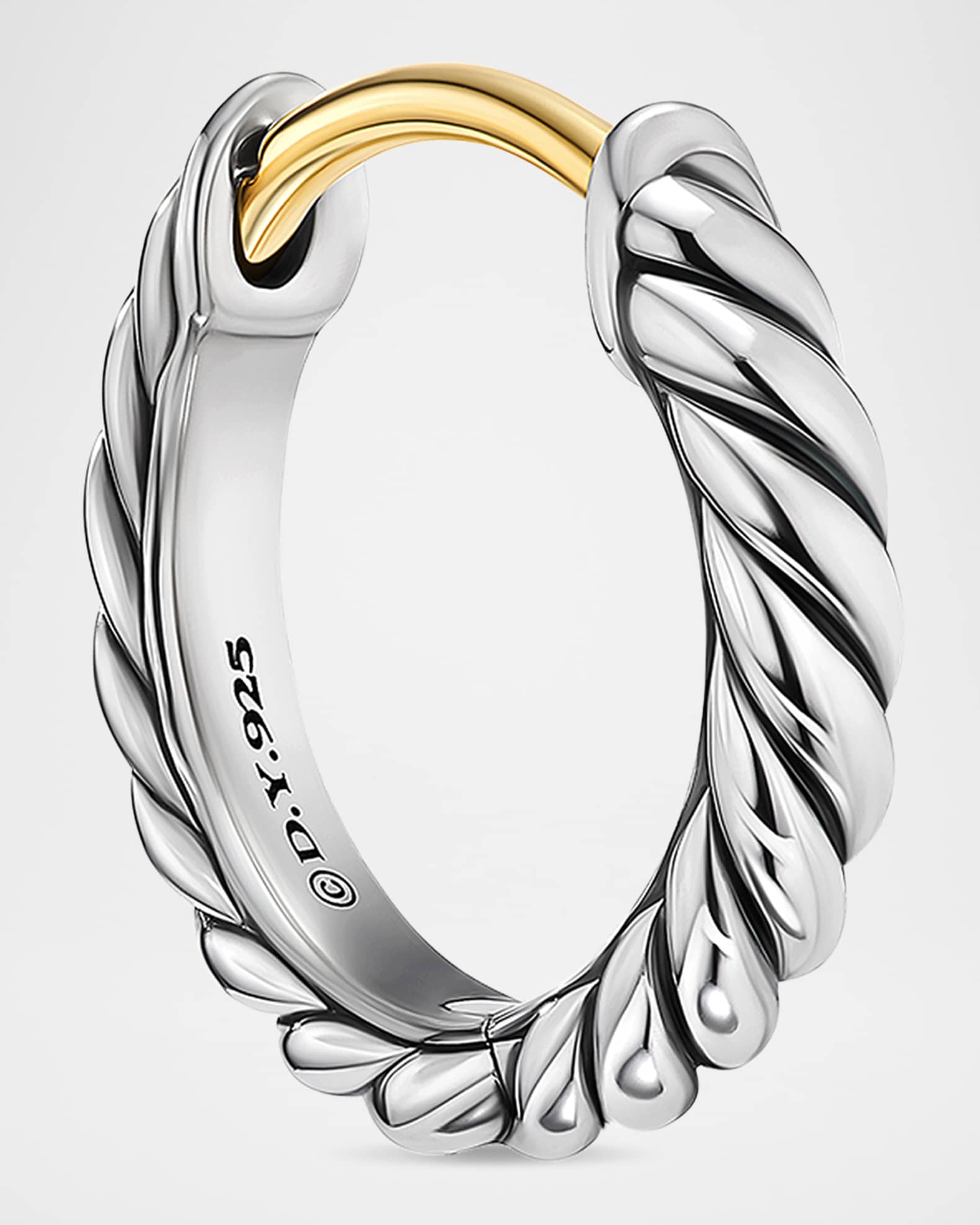 Sculpted Cable Huggie Hoop Earrings in Silver, 2.2mm, 0.4"L