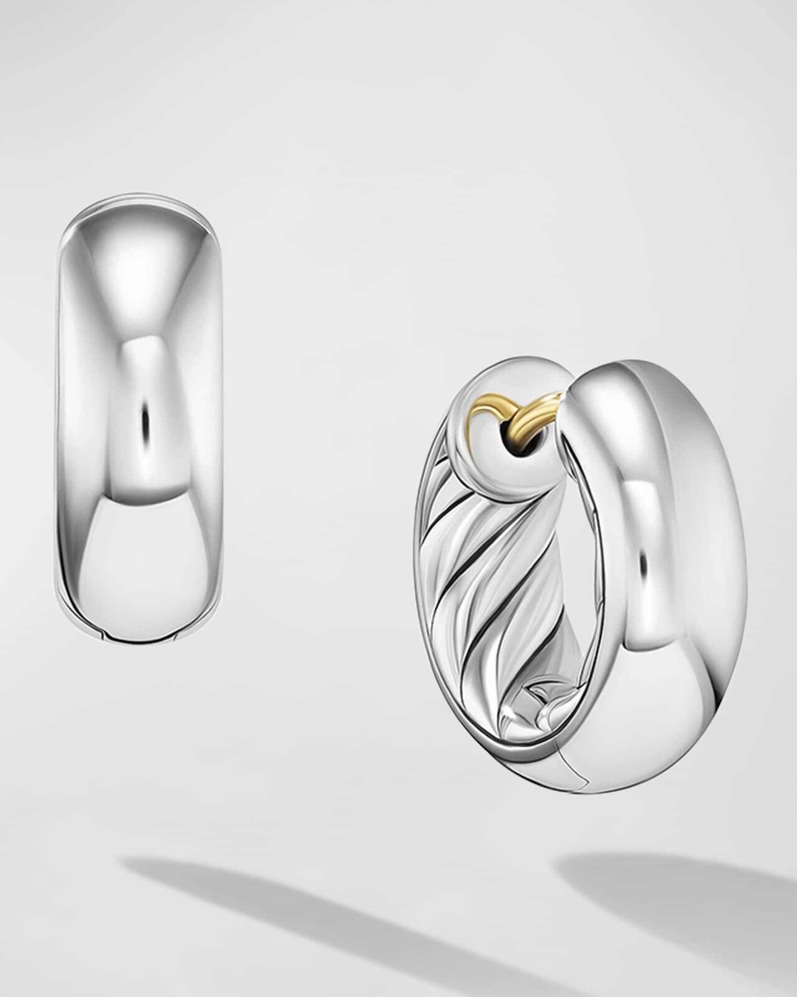 Sculpted Cable Huggie Hoop Earrings in Silver, 4.8mm, 0.5"L 0