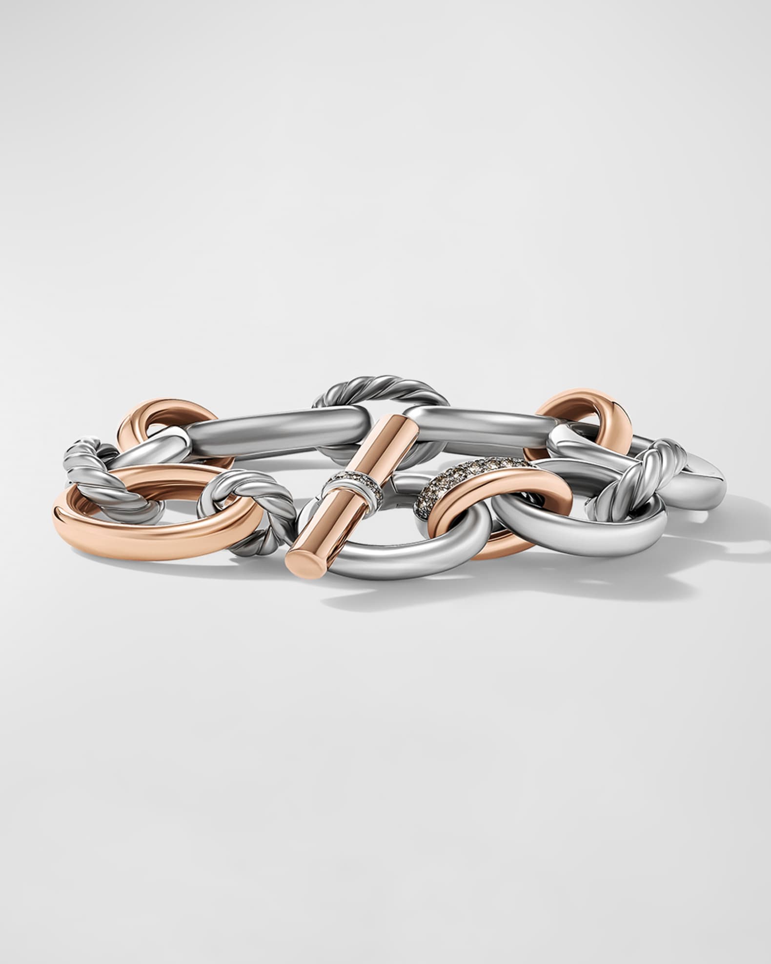 DY Mercer Bracelet with Diamonds and 18K Rose Gold in Silver, 25mm 0