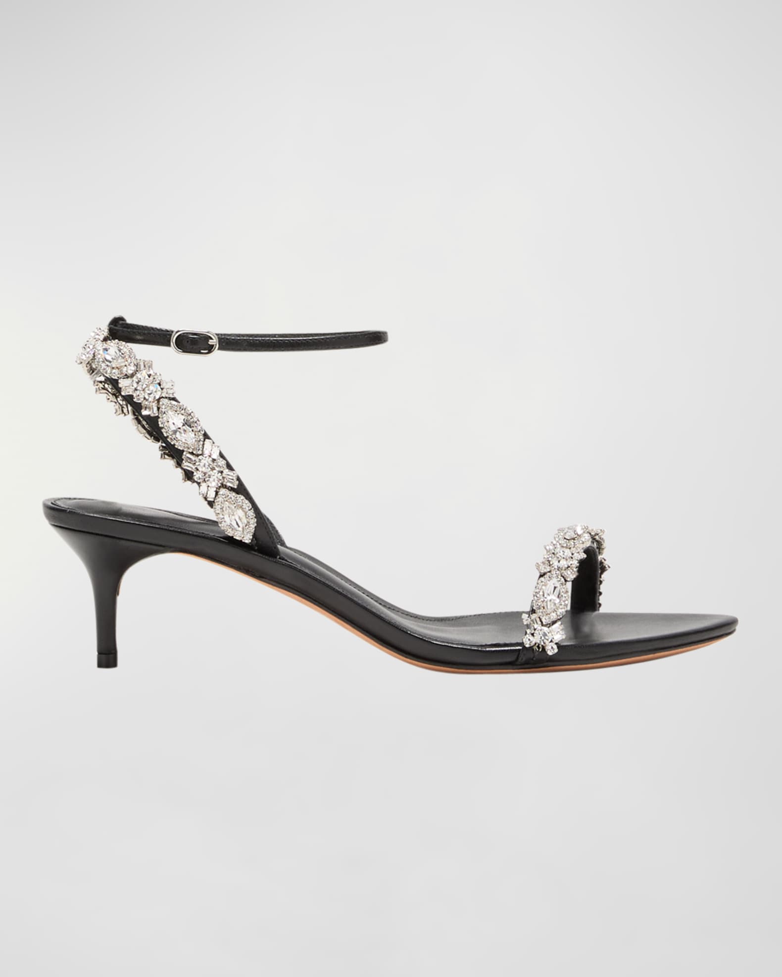 Crystal-embellished leather sandals