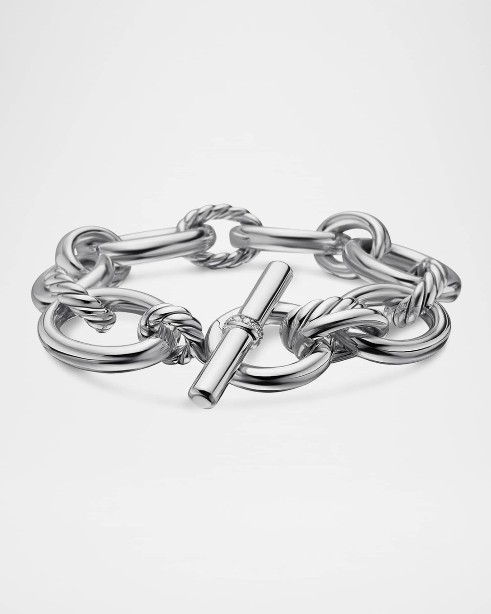 David Yurman DY Mercer Bracelet with Diamonds in Silver, 25mm